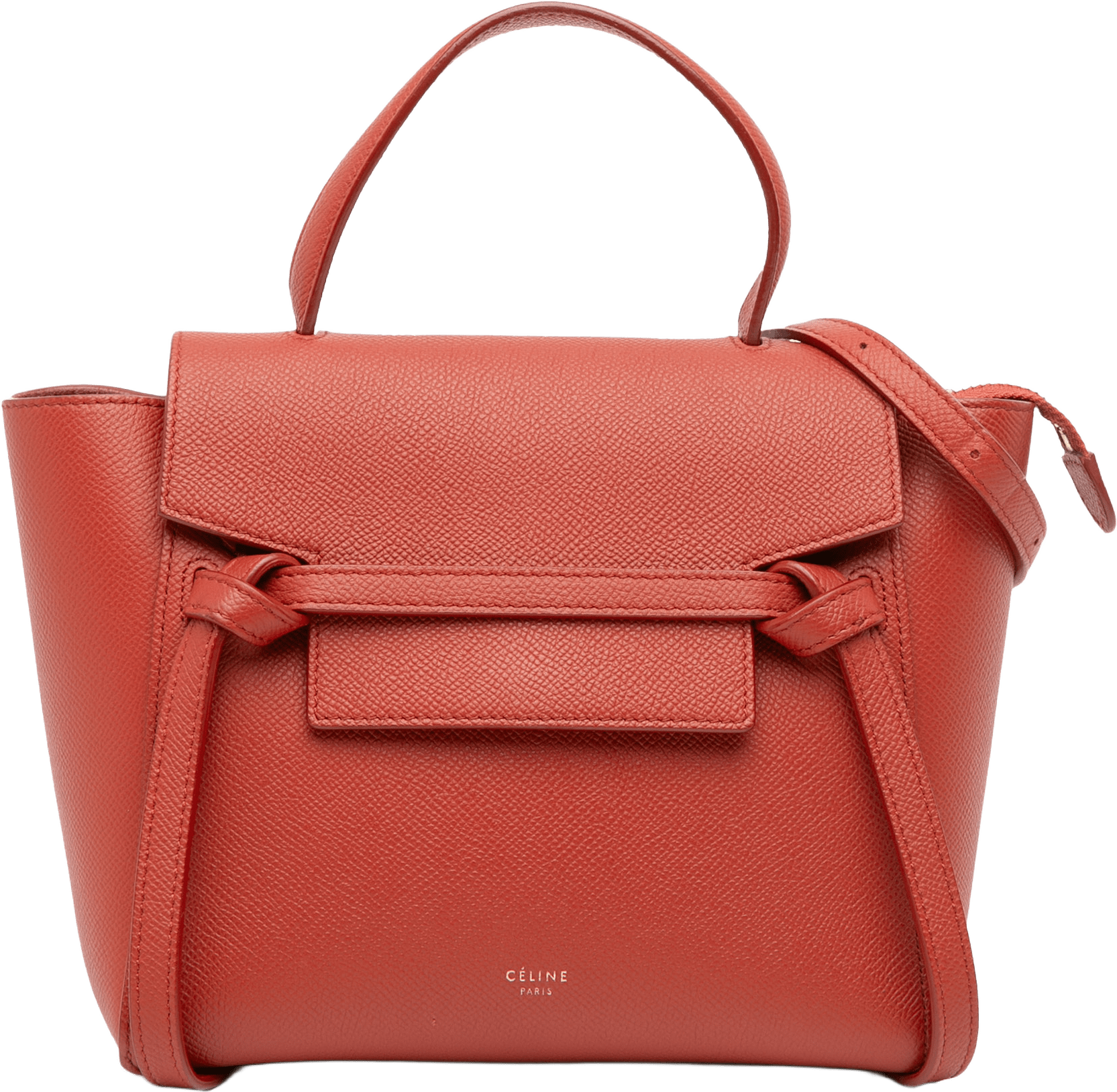 Celine Nano Grained Calfskin Belt Bag, från Luxclusif, i färgen dark orange.
