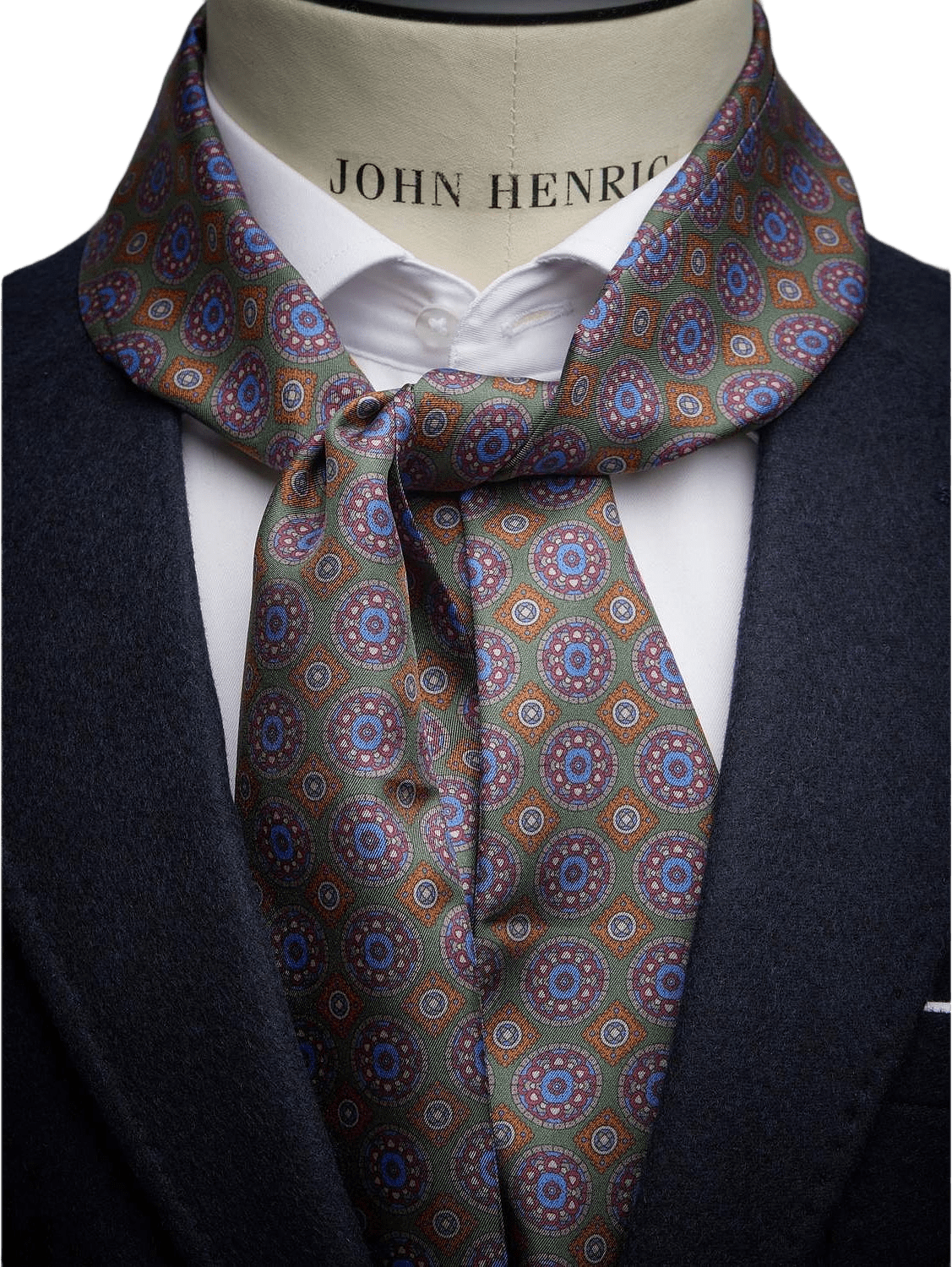 Silk Scarf Geometric, från John Henric, i färgen green.