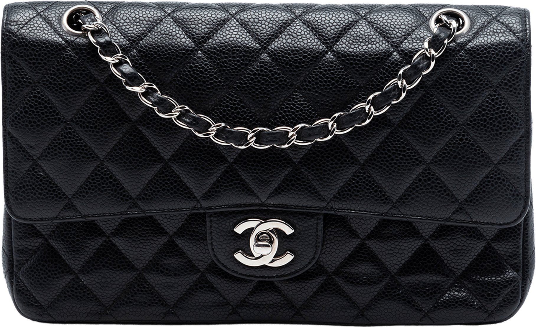 Chanel Medium Classic Caviar Double Flap, från Luxclusif, i färgen black.