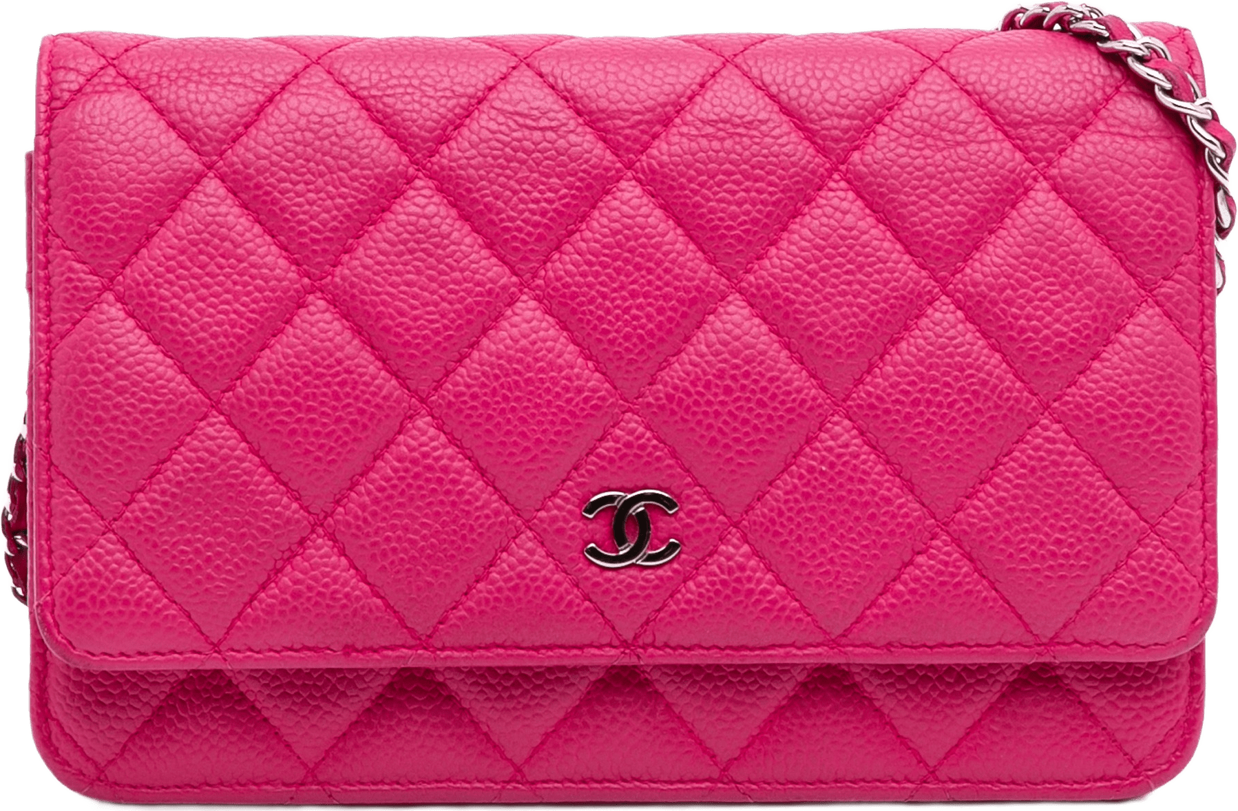 Chanel Classic Caviar Wallet On Chain, från Luxclusif, i färgen pink.