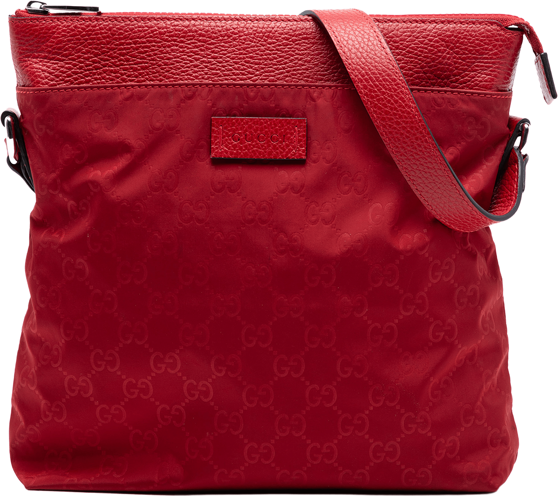Gucci Gg Nylon Flat Messenger Bag, från Luxclusif, i färgen red.