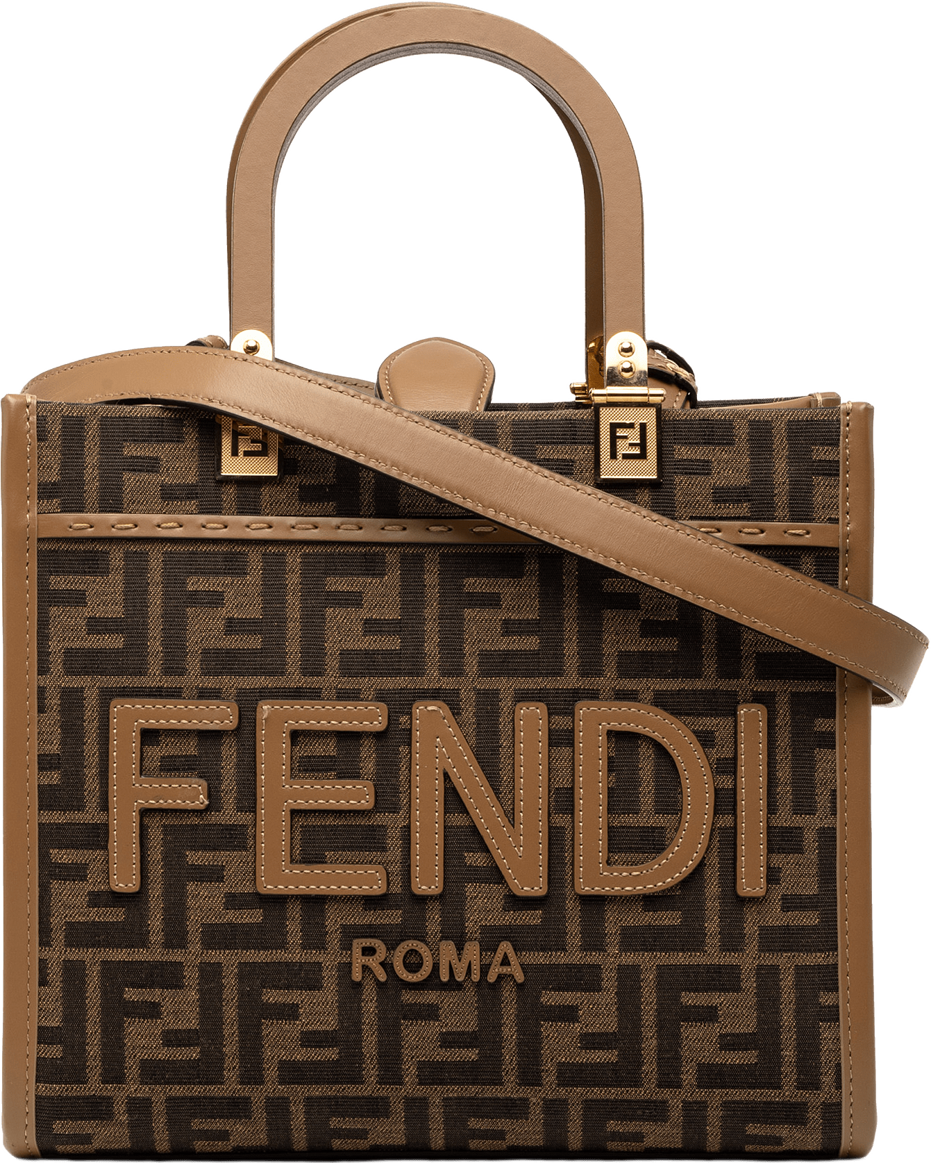Fendi Small Zucca Canvas Sunshine Shopper Tote, från Luxclusif, i färgen brown.