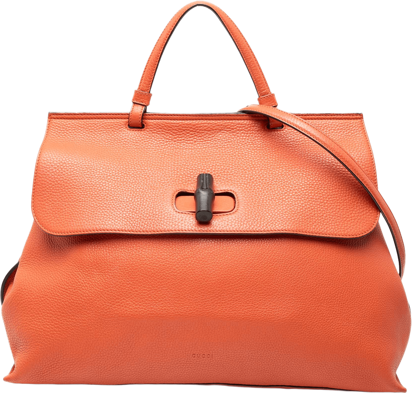 Gucci Large Leather Bamboo Daily Satchel, från Luxclusif, i färgen orange.