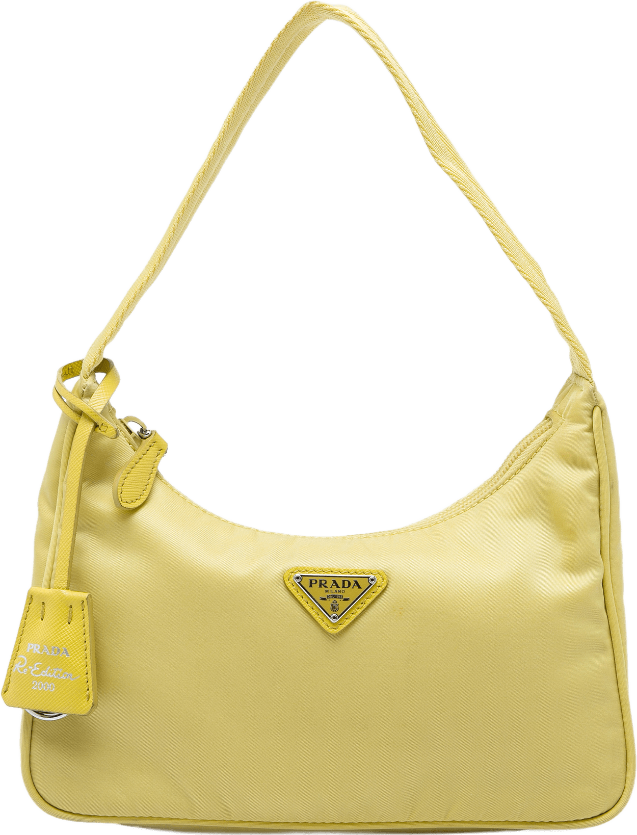 Prada Mini Tessuto Re Edition 2000 Shoulder Bag, från Luxclusif, i färgen gul.