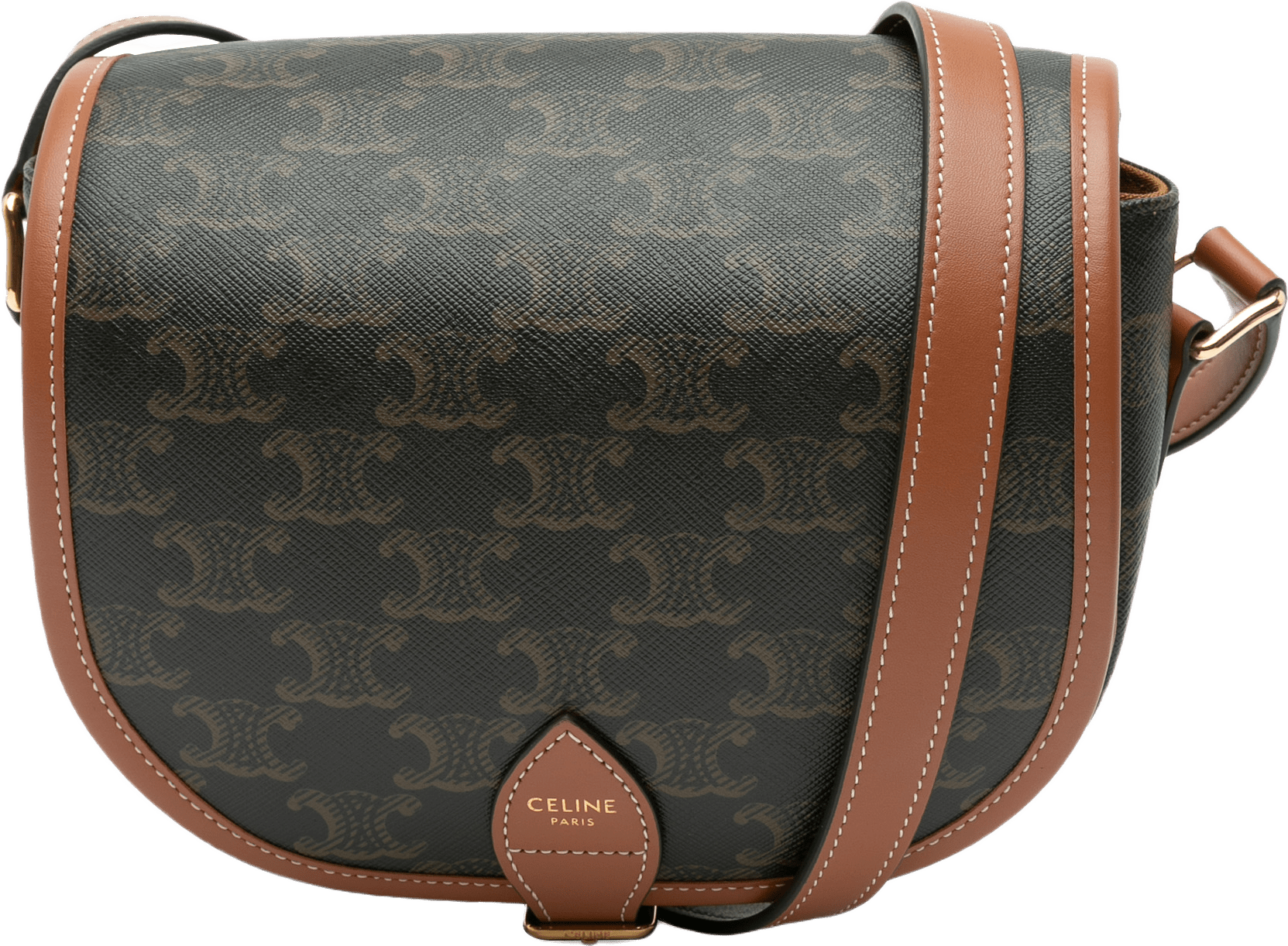 Celine Medium Triomphe Coated Canvas Folco Crossbody, från Luxclusif, i färgen brown.