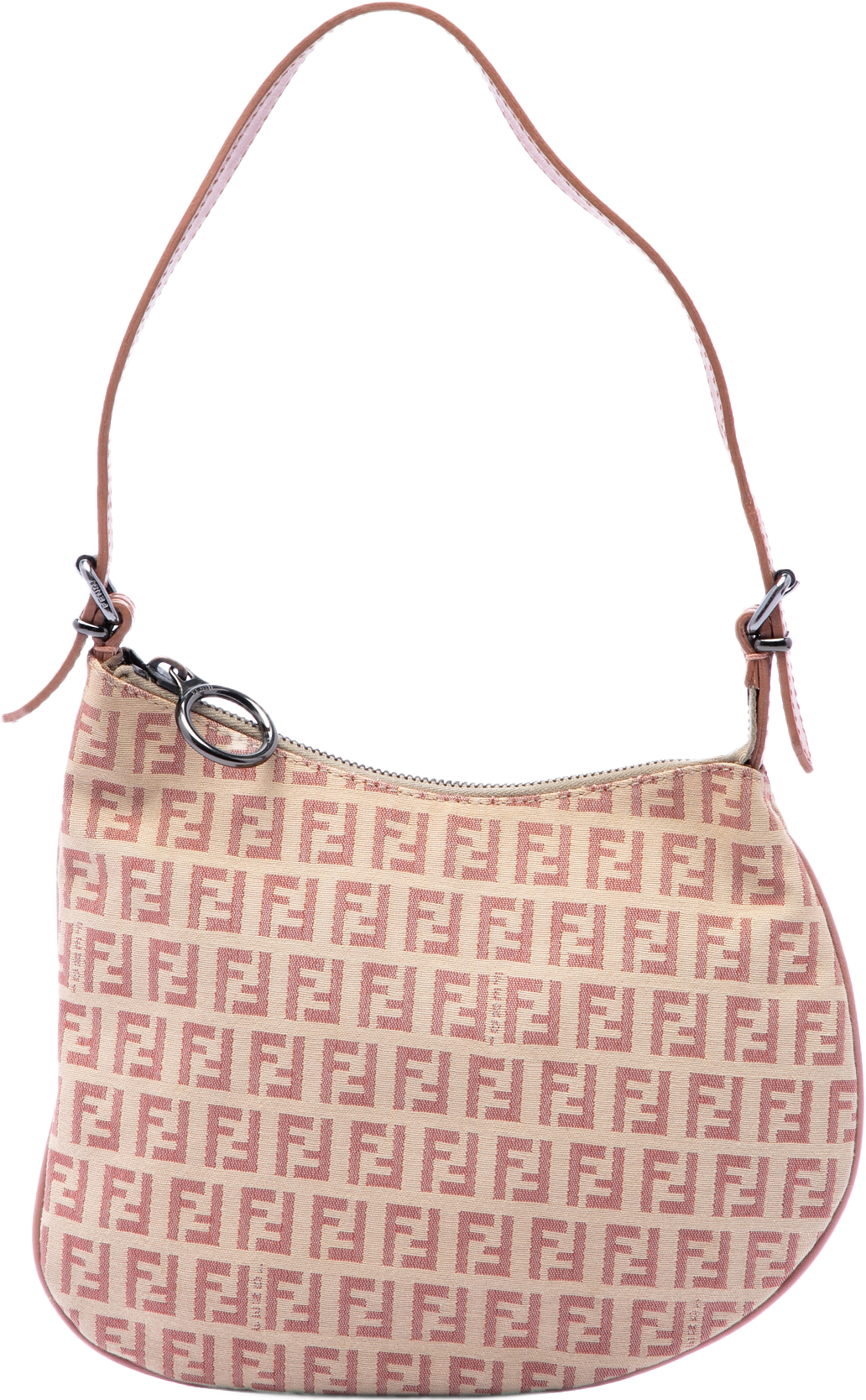 Fendi Zucchino Canvas Oyster Shoulder Bag, från Luxclusif, i färgen beige.