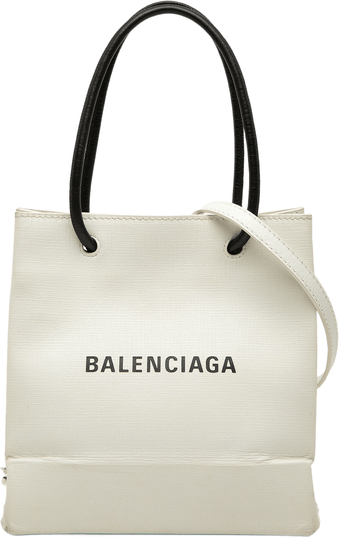 Balenciaga Leather Logo Shopping Tote Xxs, från Luxclusif, i färgen vit.