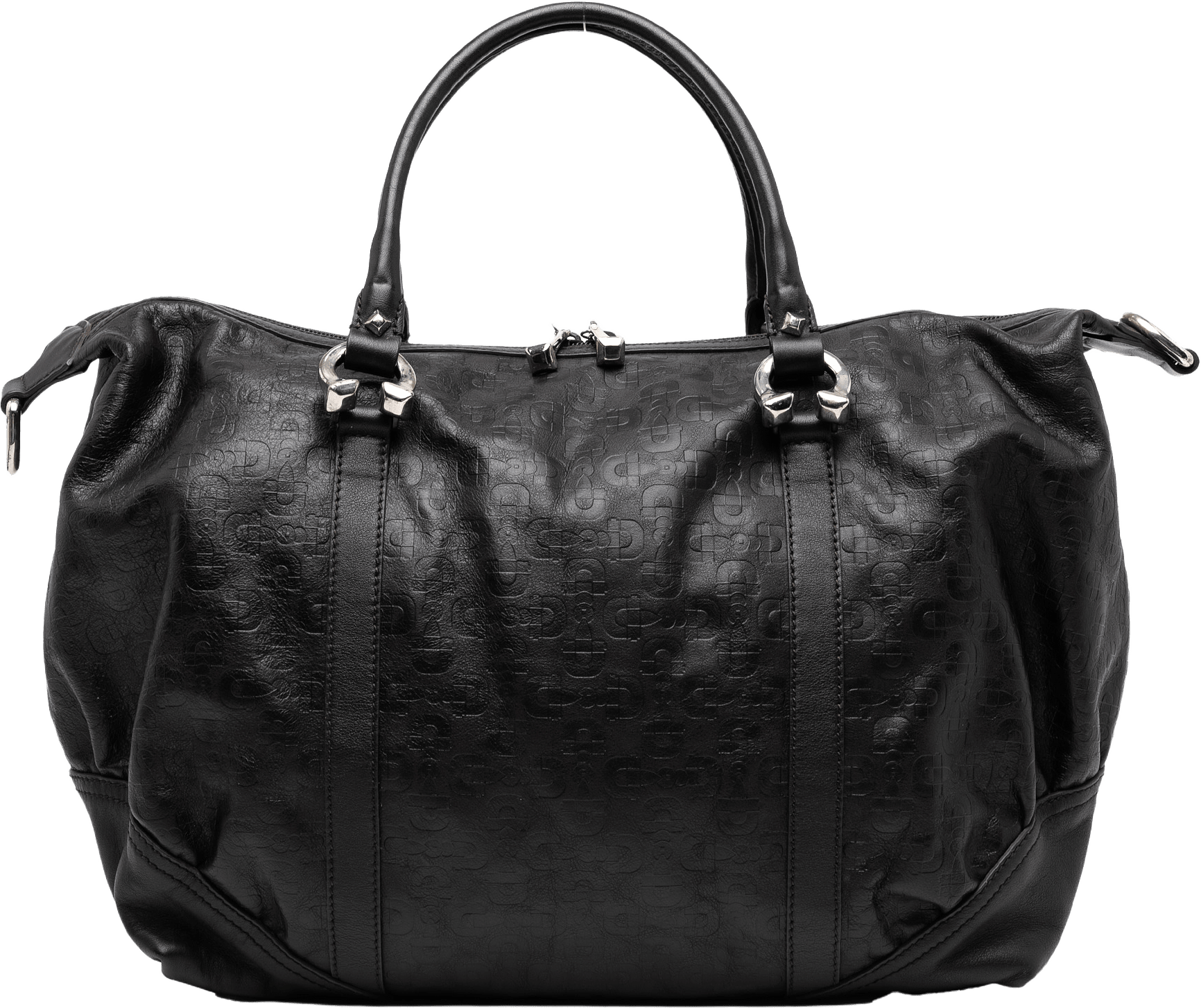 Gucci Embossed Leather Horsebit Satchel, från Luxclusif, i färgen black.