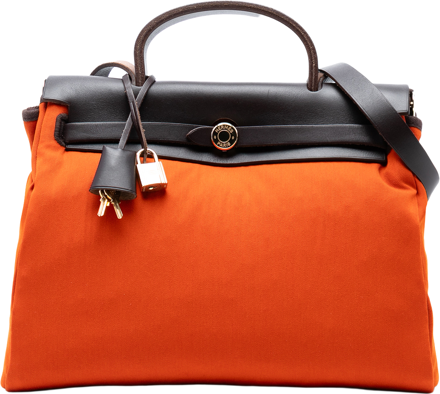 Hermès Toile Herbag Zip 31, från Luxclusif, i färgen orange.