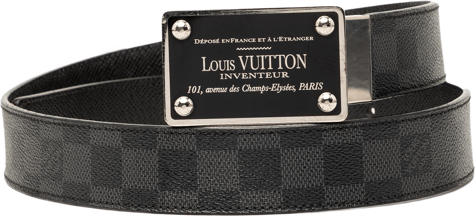 Louis Vuitton Damier Graphite Inventeur Reversible Belt, från Luxclusif, i färgen black.