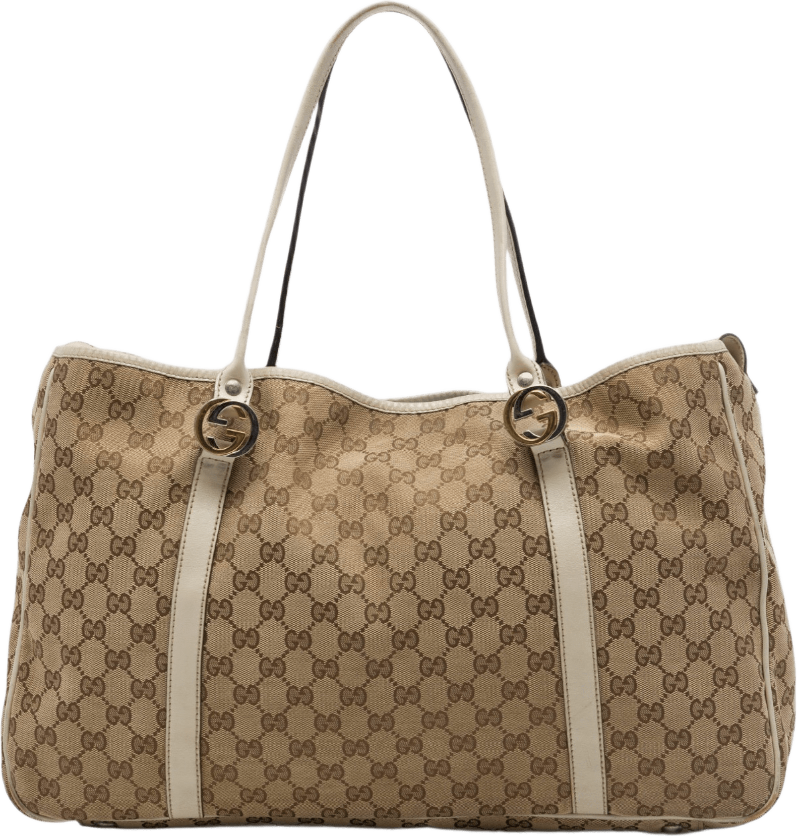 Gucci Large Gg Canvas Twins Tote, från Luxclusif, i färgen beige.