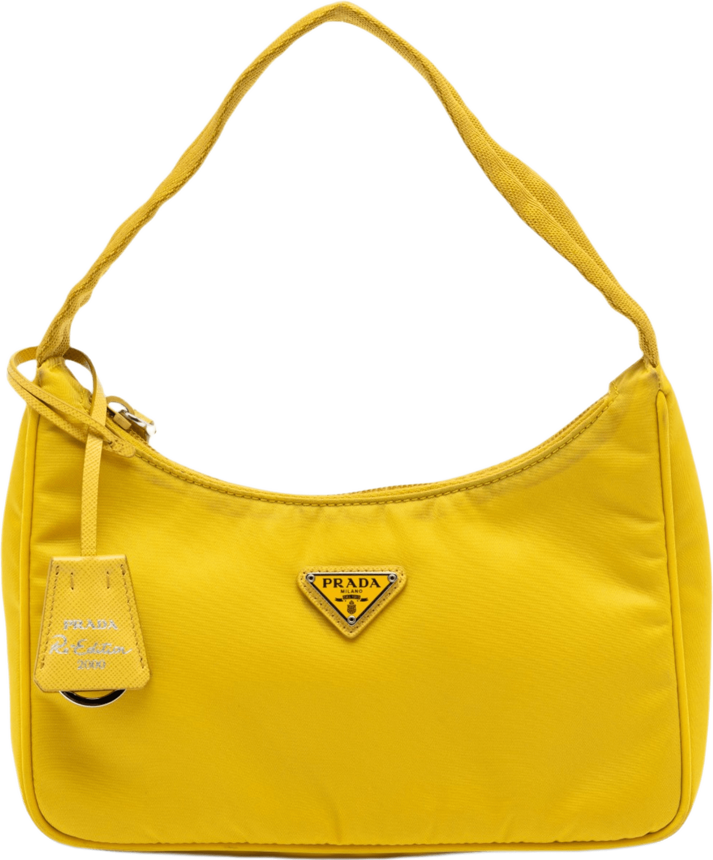 Prada Mini Tessuto Re Edition 2000 Shoulder Bag, från Luxclusif, i färgen gul.