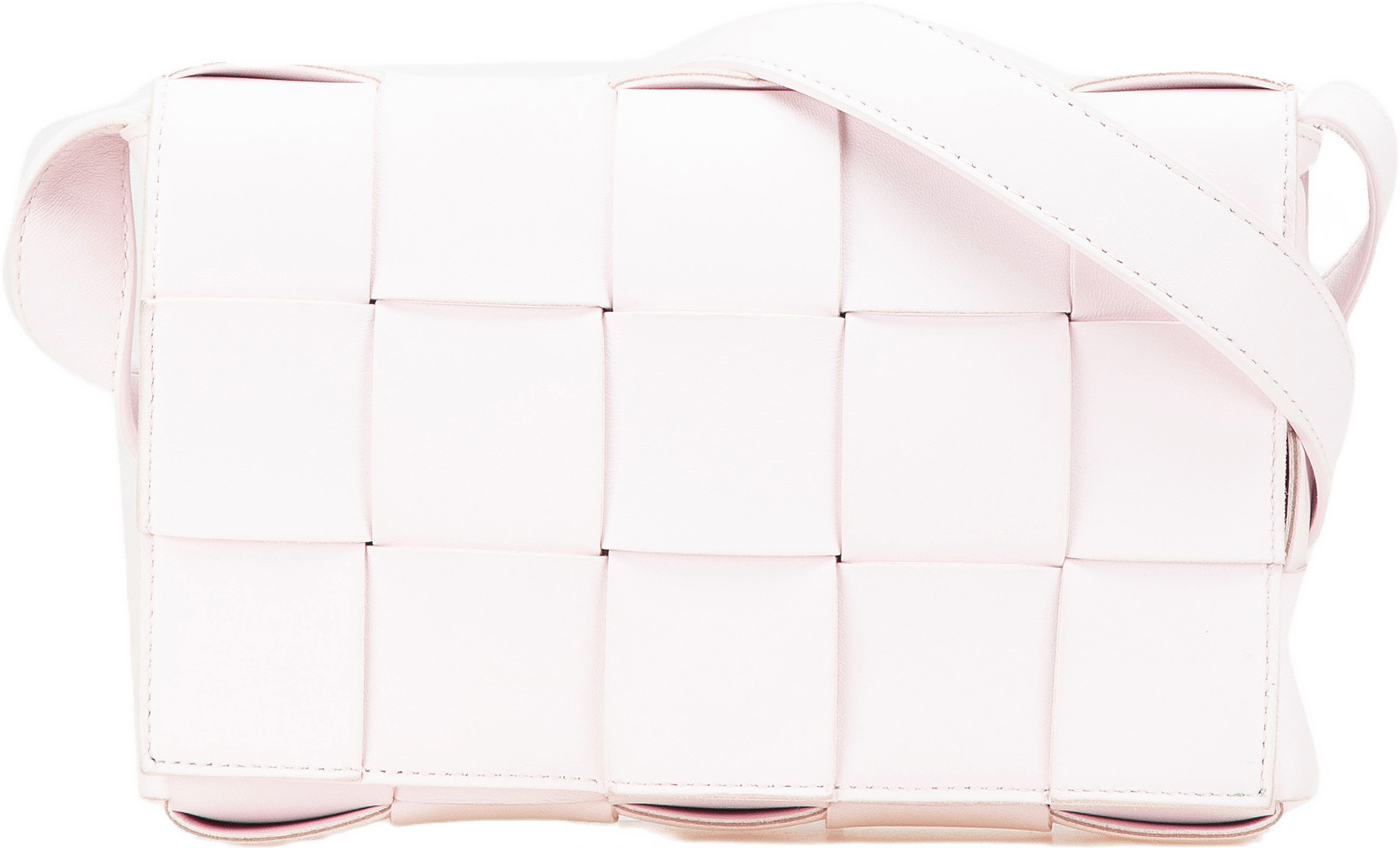 Bottega Veneta Nappa Intrecciato Cassette Crossbody, från Luxclusif, i färgen light pink.