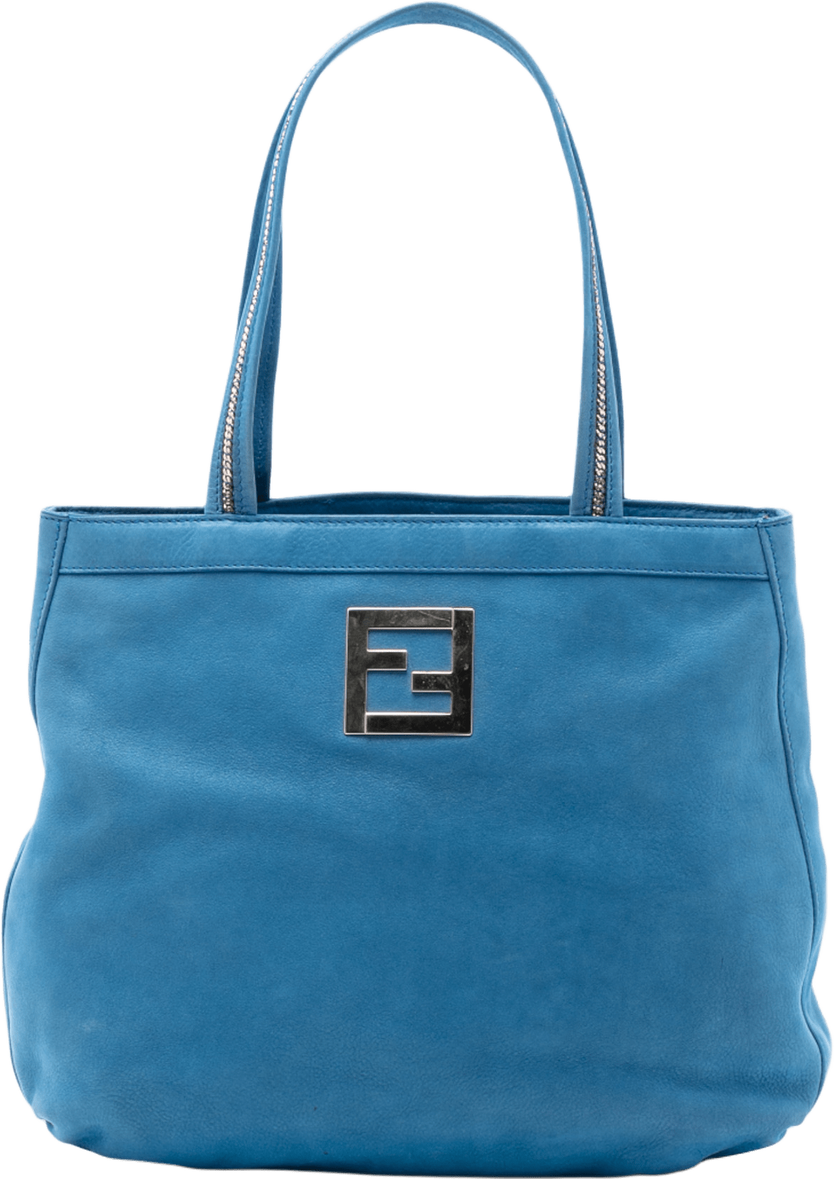 Fendi Nubuck Ff Chains Tote, från Luxclusif, i färgen blue.