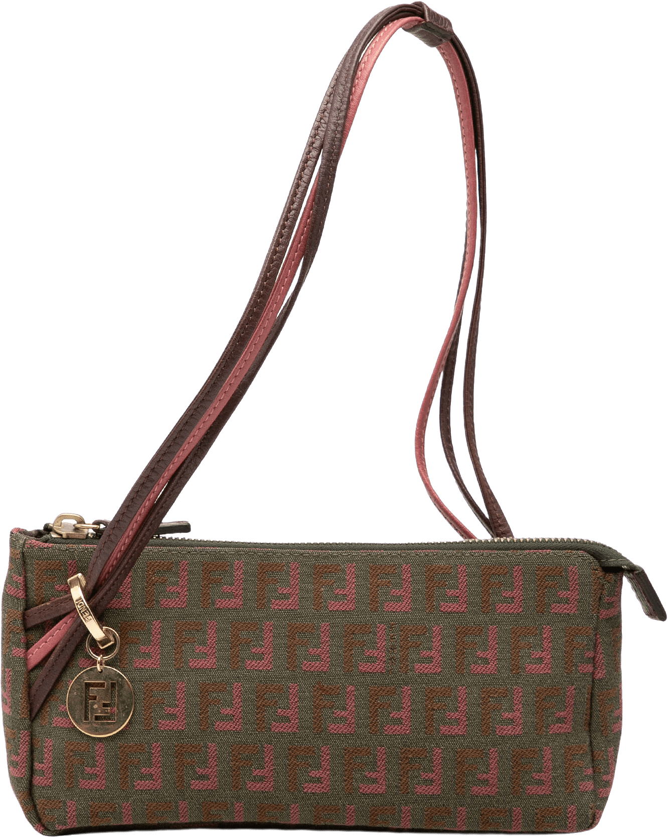 Fendi Bicolor Zucchino Canvas Triple Strap Pochette Shoulder Bag, från Luxclusif, i färgen dark khaki.