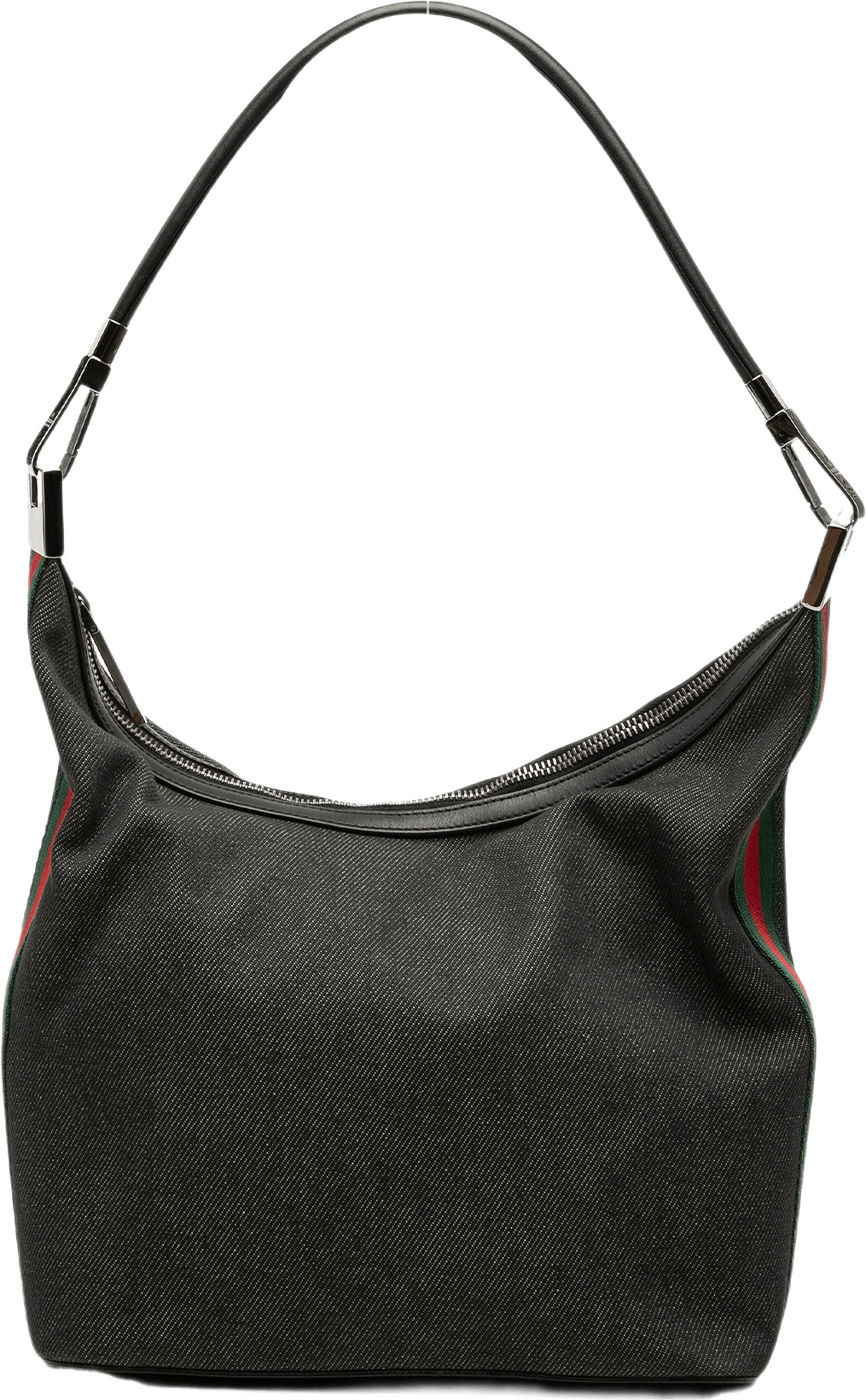 Gucci Denim Web Shoulder Bag, från Luxclusif, i färgen grå.