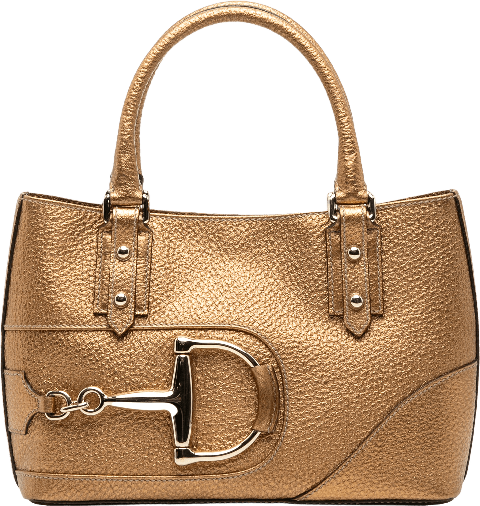 Gucci Leather Hasler Tote, från Luxclusif, i färgen gold.