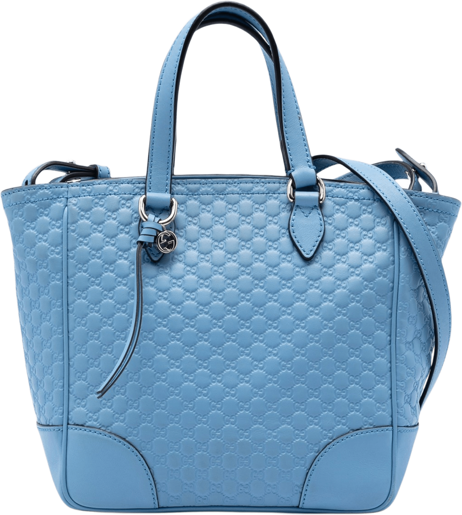 Gucci Small Microguccissima Bree Satchel, från Luxclusif, i färgen light blue.