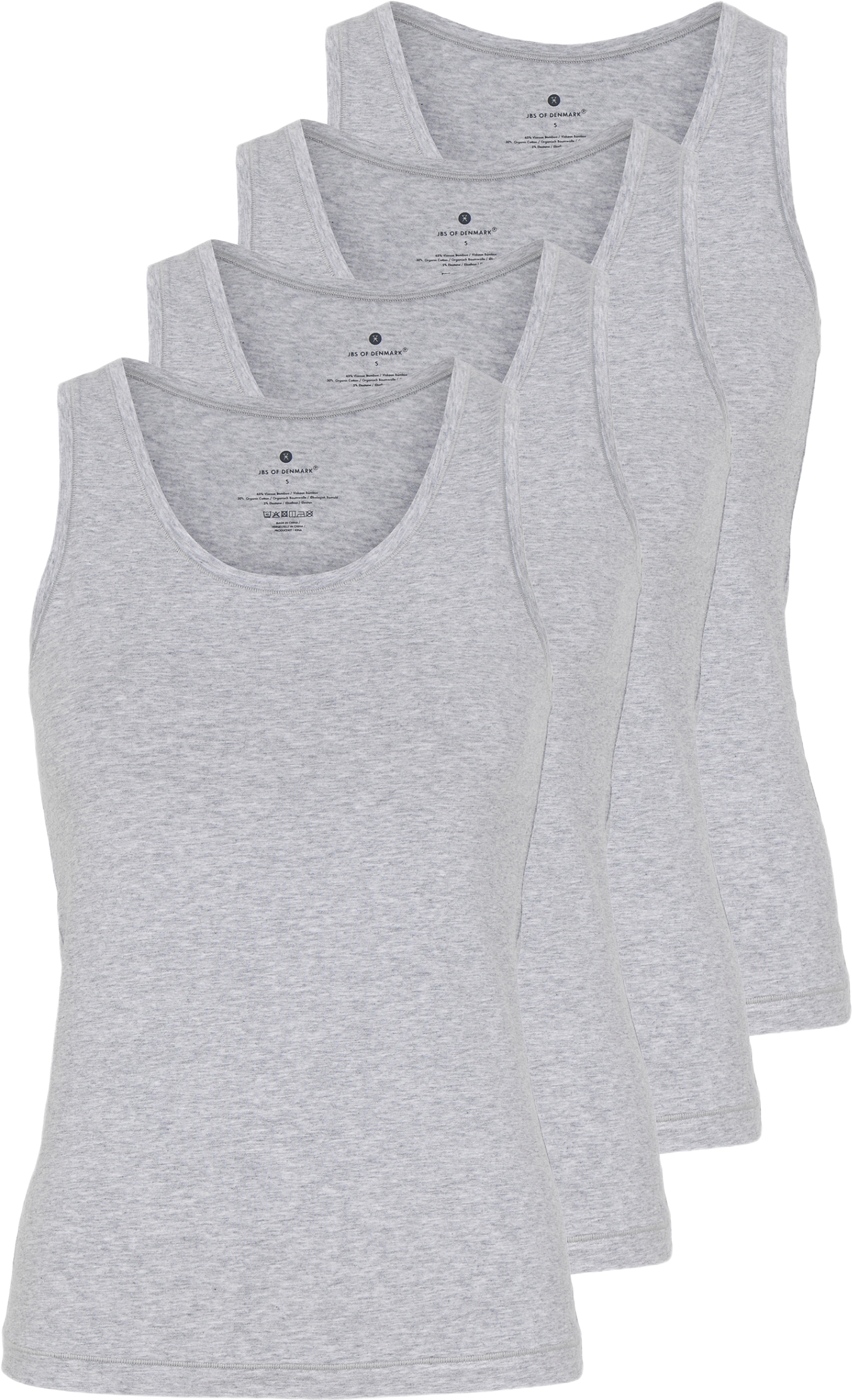 4-pack Bambu, Linne Breda Axelband, Svart, från JBS of Denmark, i färgen light grey melange.