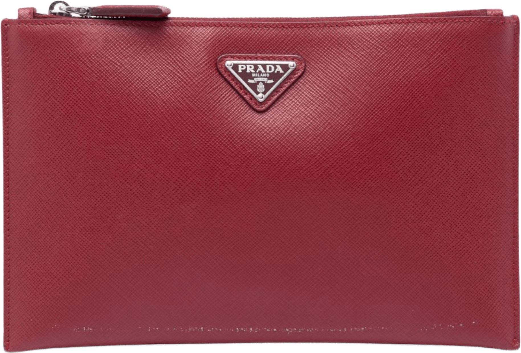 Prada Saffiano Clutch, från Luxclusif, i färgen dark red.
