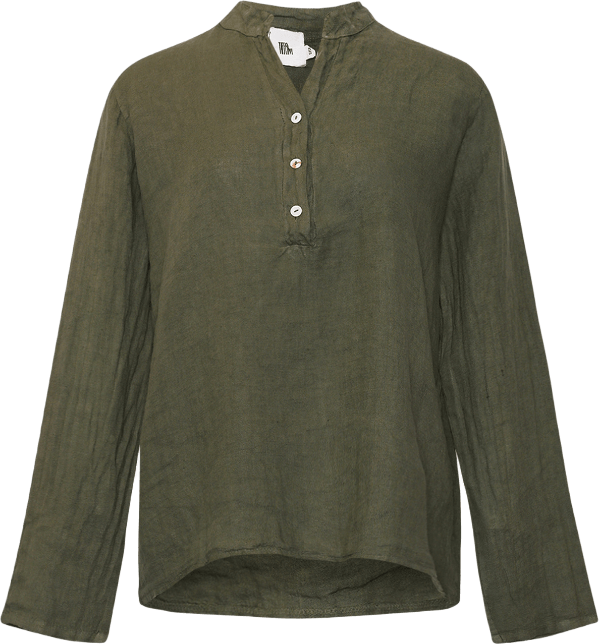 Hildur, Blouse, Linen - Army, från Tiffany, i färgen army.