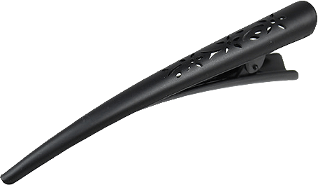 Hårnäbb Med Utskurna Blommor 12,5cm, från Complement, i färgen black.