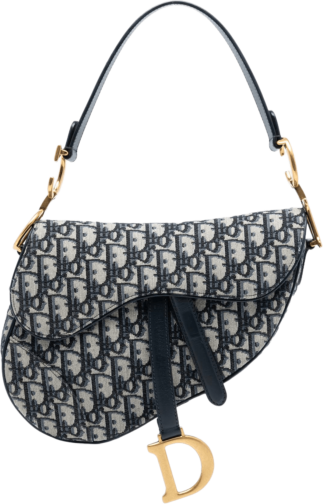 Dior Oblique Canvas Saddle Bag, från Luxclusif, i färgen blue.