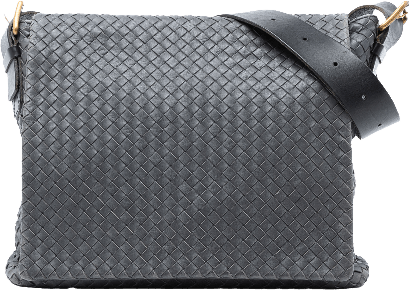 Bottega Veneta Nappa Intrecciato Flap Crossbody, från Luxclusif, i färgen dark gray.