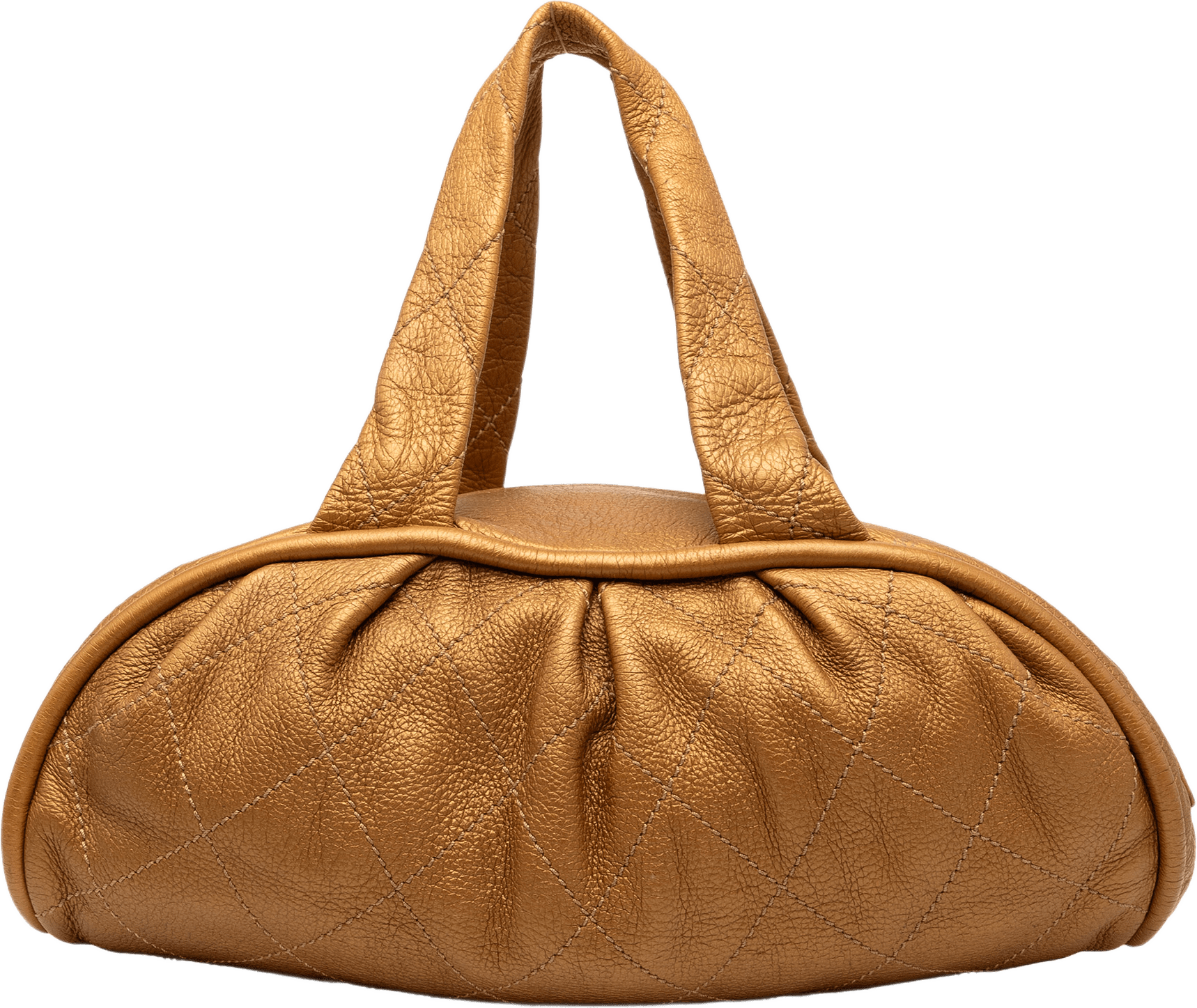Chanel Small Quilted Metallic Calfskin Le Marais Bowler Bag, från Luxclusif, i färgen gold.