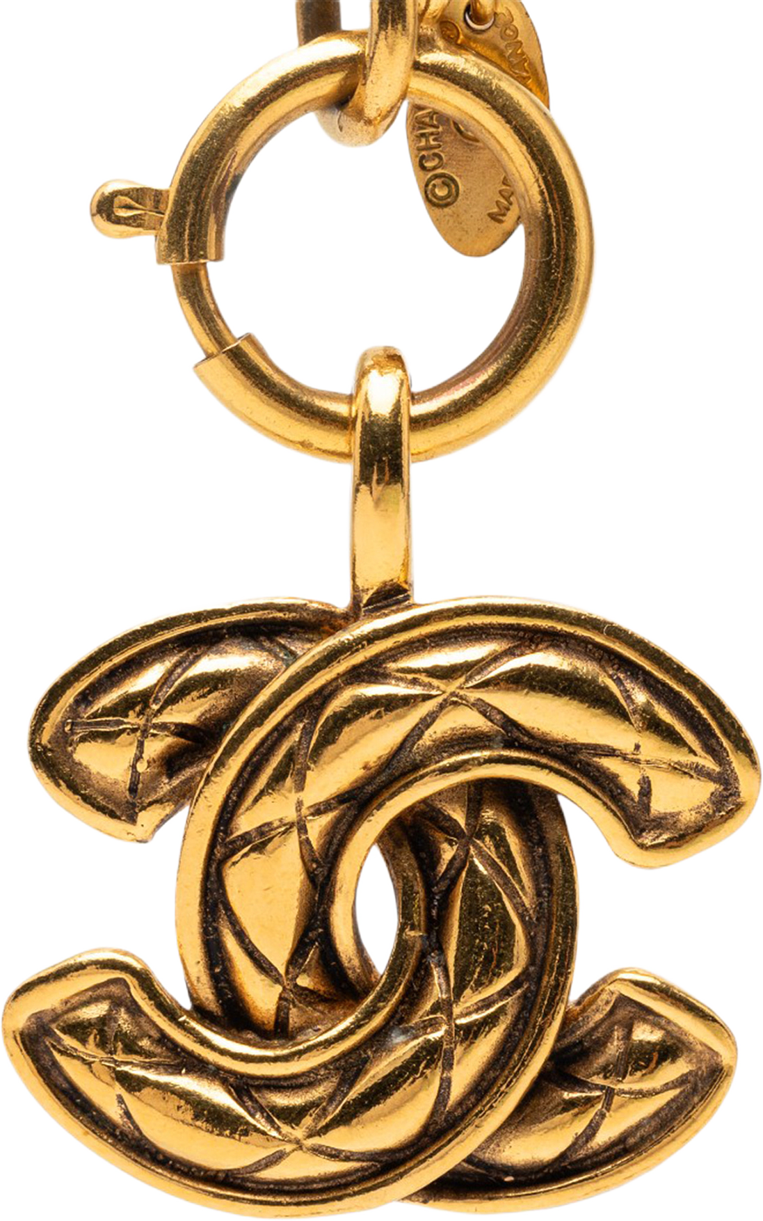 Chanel Gold Plated Quilted Cc Pendant Necklace, från Luxclusif, i färgen gold.