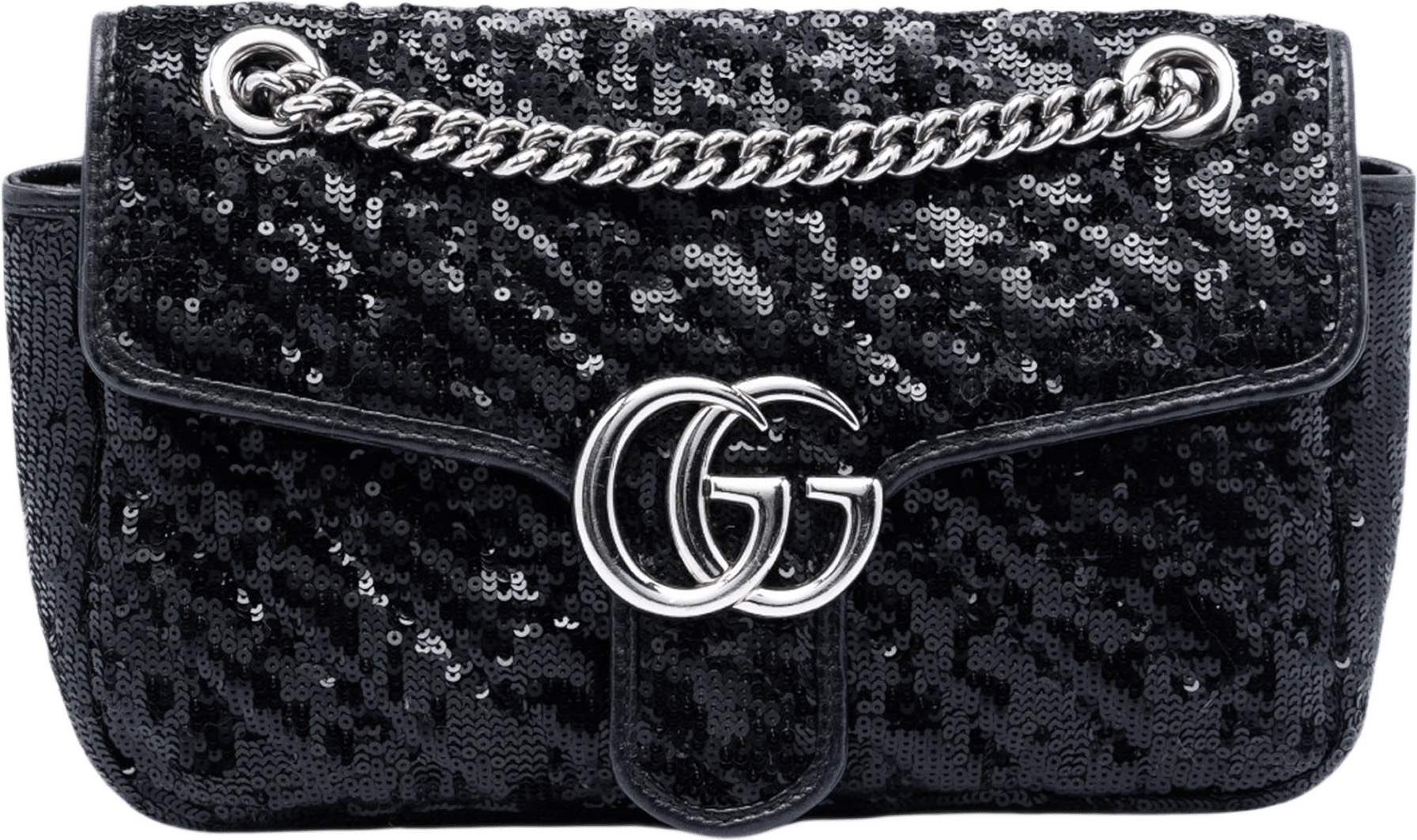 Gucci Medium Gg Marmont Matelasse Sequin And Leather Shoulder Bag, från Luxclusif, i färgen black.