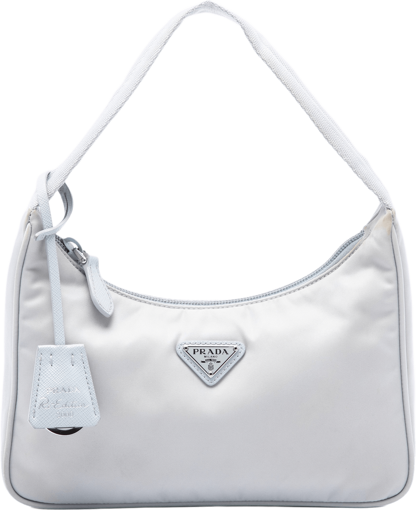 Prada Mini Tessuto Re Edition 2000 Shoulder Bag, från Luxclusif, i färgen grå.