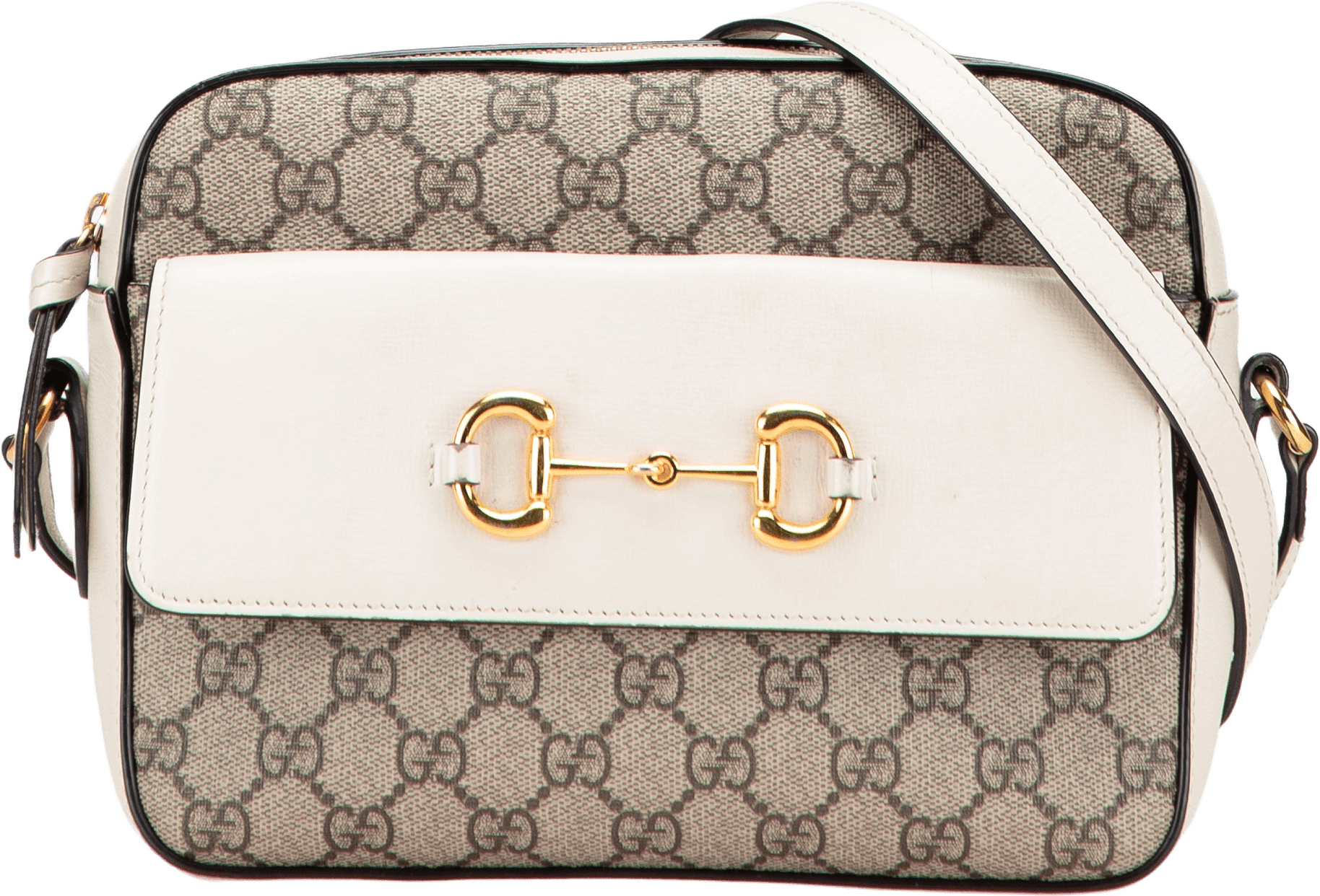 Gucci Small Gg Supreme Horsebit 1955 Crossbody, från Luxclusif, i färgen beige.