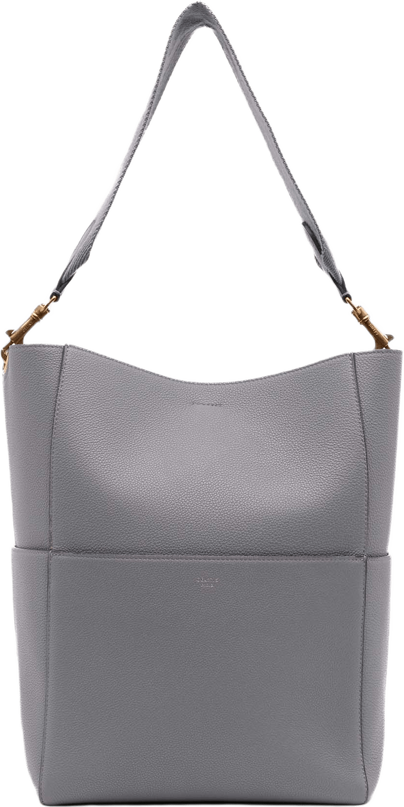 Celine Medium Leather Seau Sangle Bucket Bag, från Luxclusif, i färgen gray.