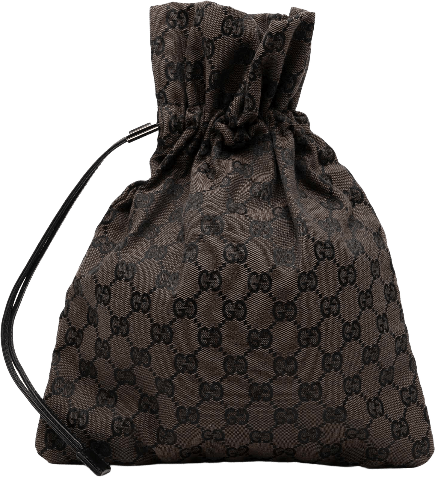 Gucci Gg Canvas Drawstring Pouch, från Luxclusif, i färgen dark brown.
