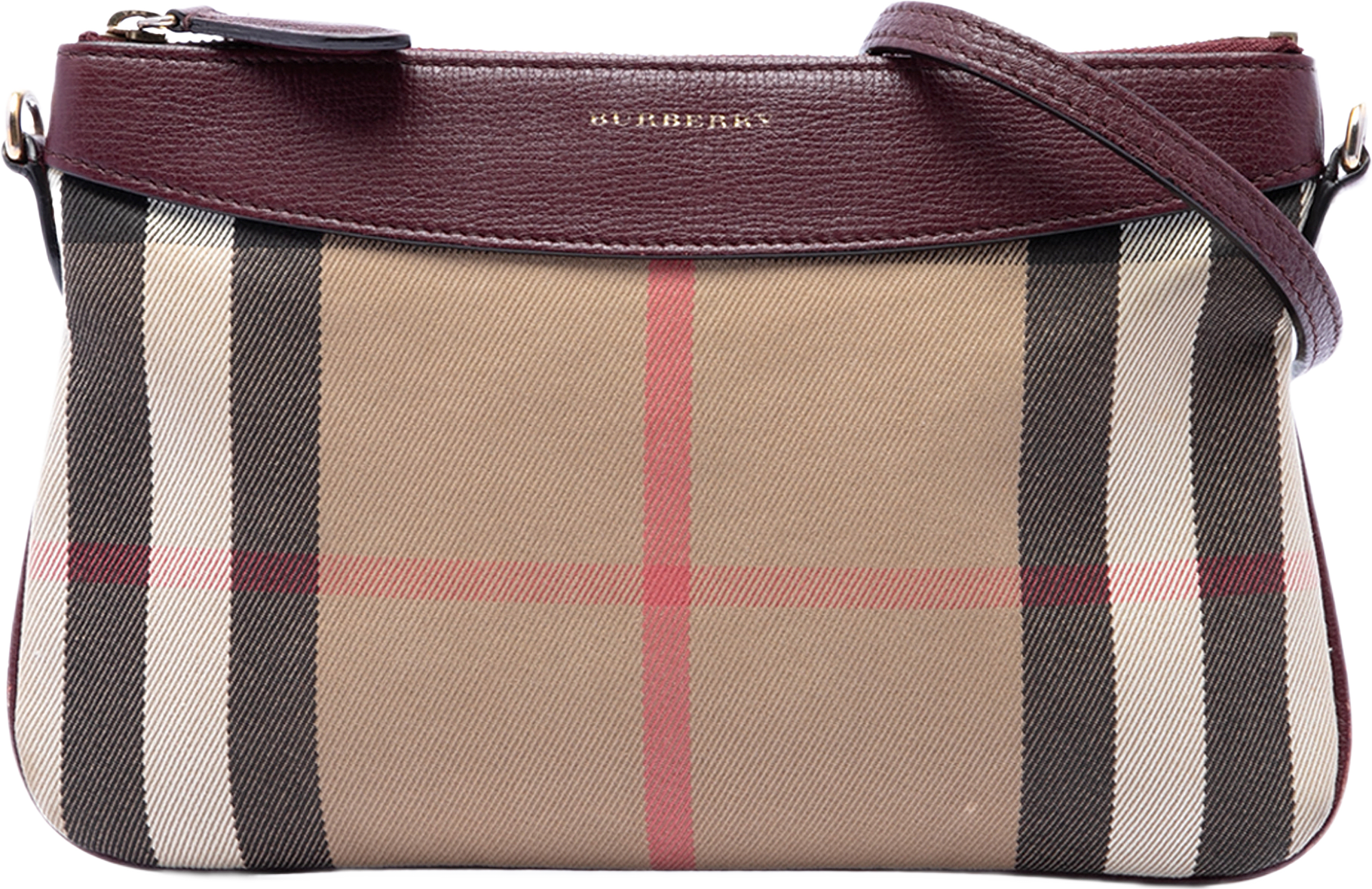 Burberry House Check Canvas Derby Peyton Crossbody, från Luxclusif, i färgen light brown.