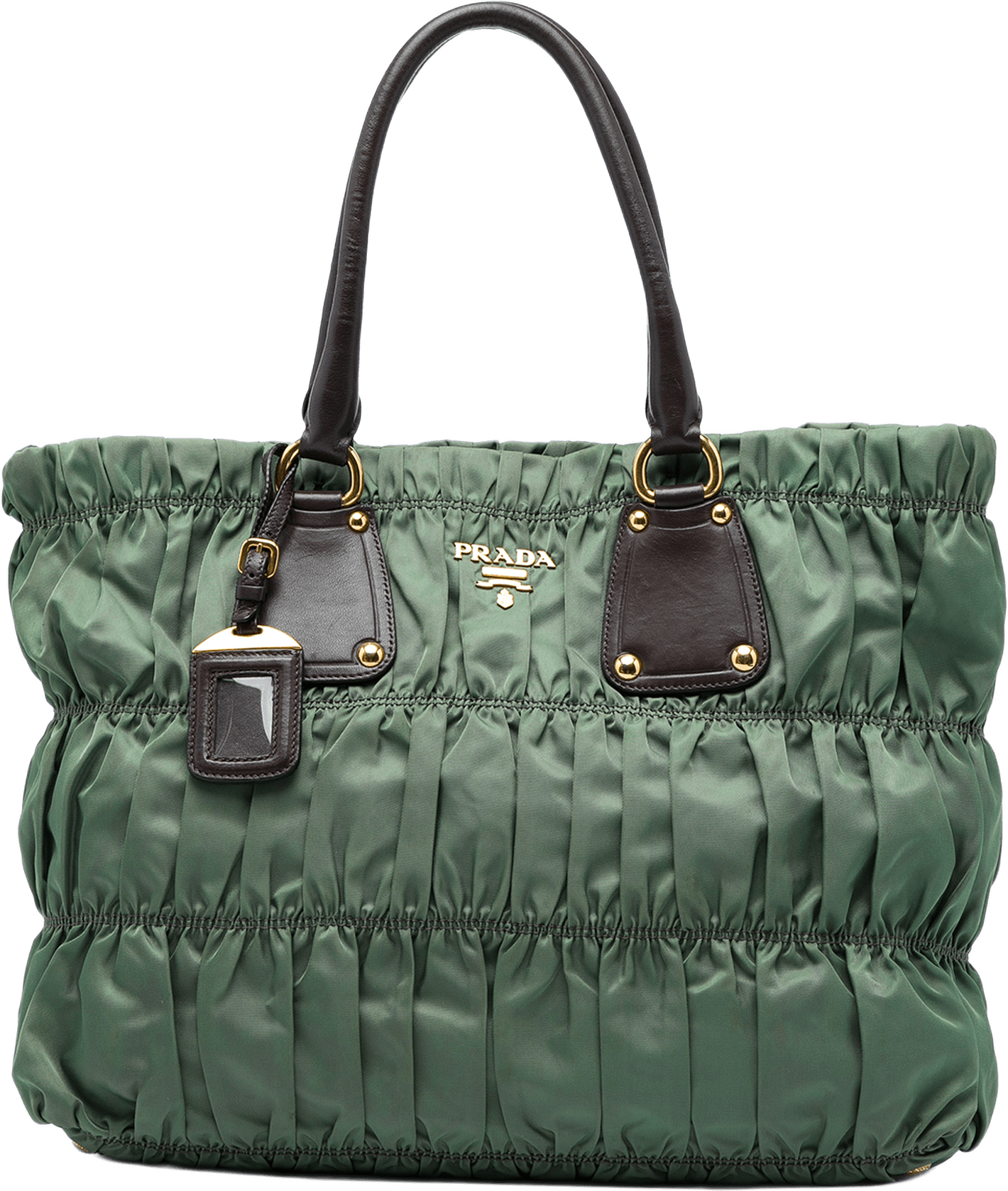 Prada Tessuto Gaufre Tote, från Luxclusif, i färgen grön.