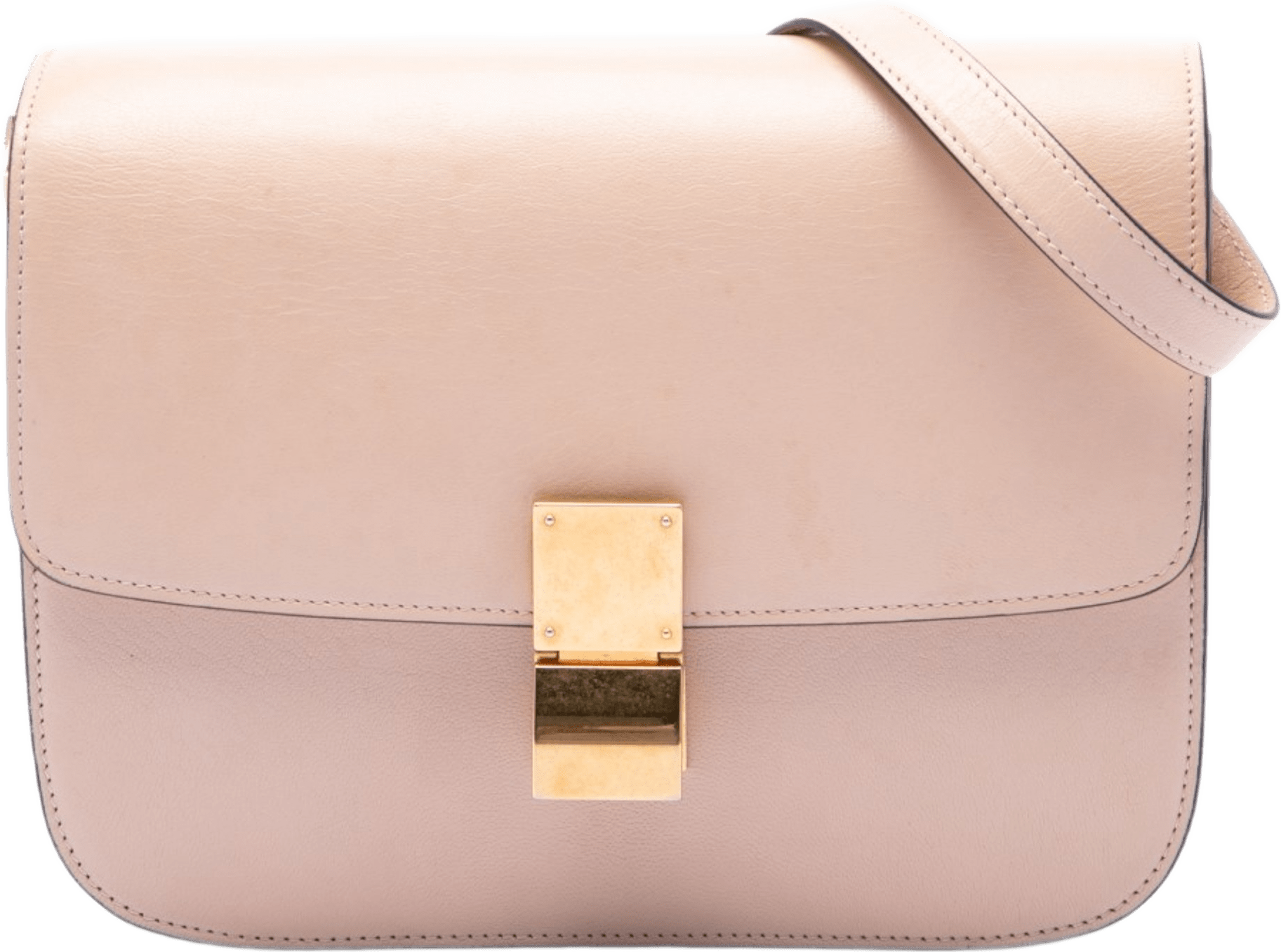 Celine Medium Calfskin Classic Box, från Luxclusif, i färgen rosa.
