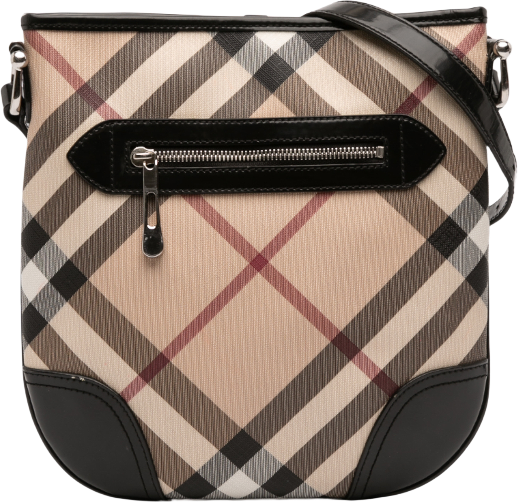 Burberry Supernova Check Coated Canvas Dryden Crossbody, från Luxclusif, i färgen beige.