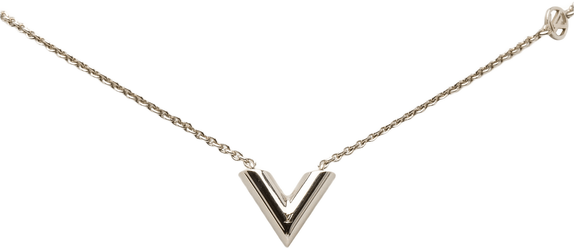 Louis Vuitton Silver Plated Essential V Supple Necklace, från Luxclusif, i färgen silver.