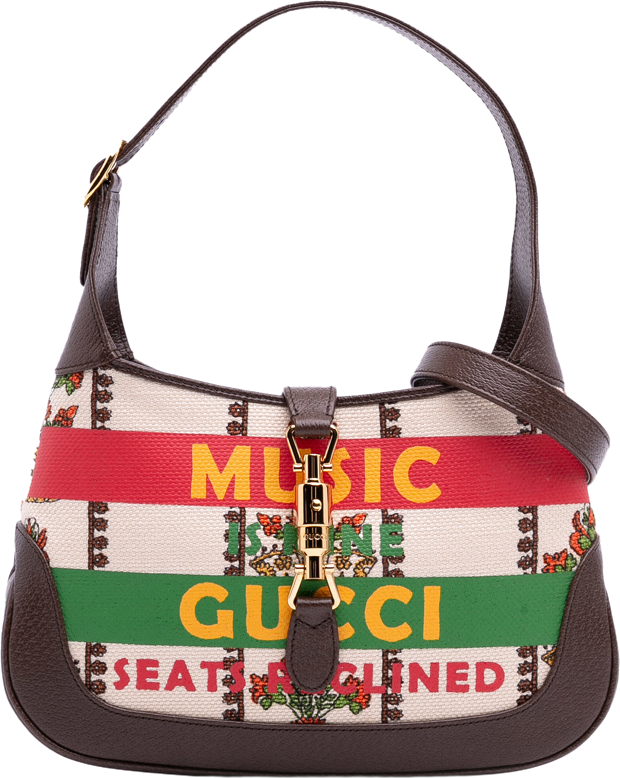 Gucci Small Canvas 100 Centennial Music Jackie 1961 Crossbody, från Luxclusif, i färgen light beige.