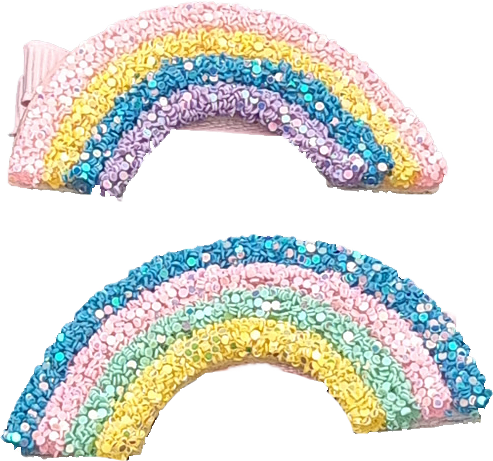 1 Par Hårspännen Med Glitter-regnbåge
