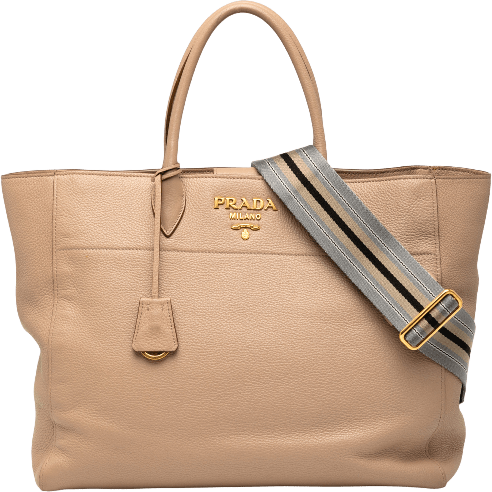 Prada Vitello Phenix Open Convertible Tote, från Luxclusif, i färgen caramel.