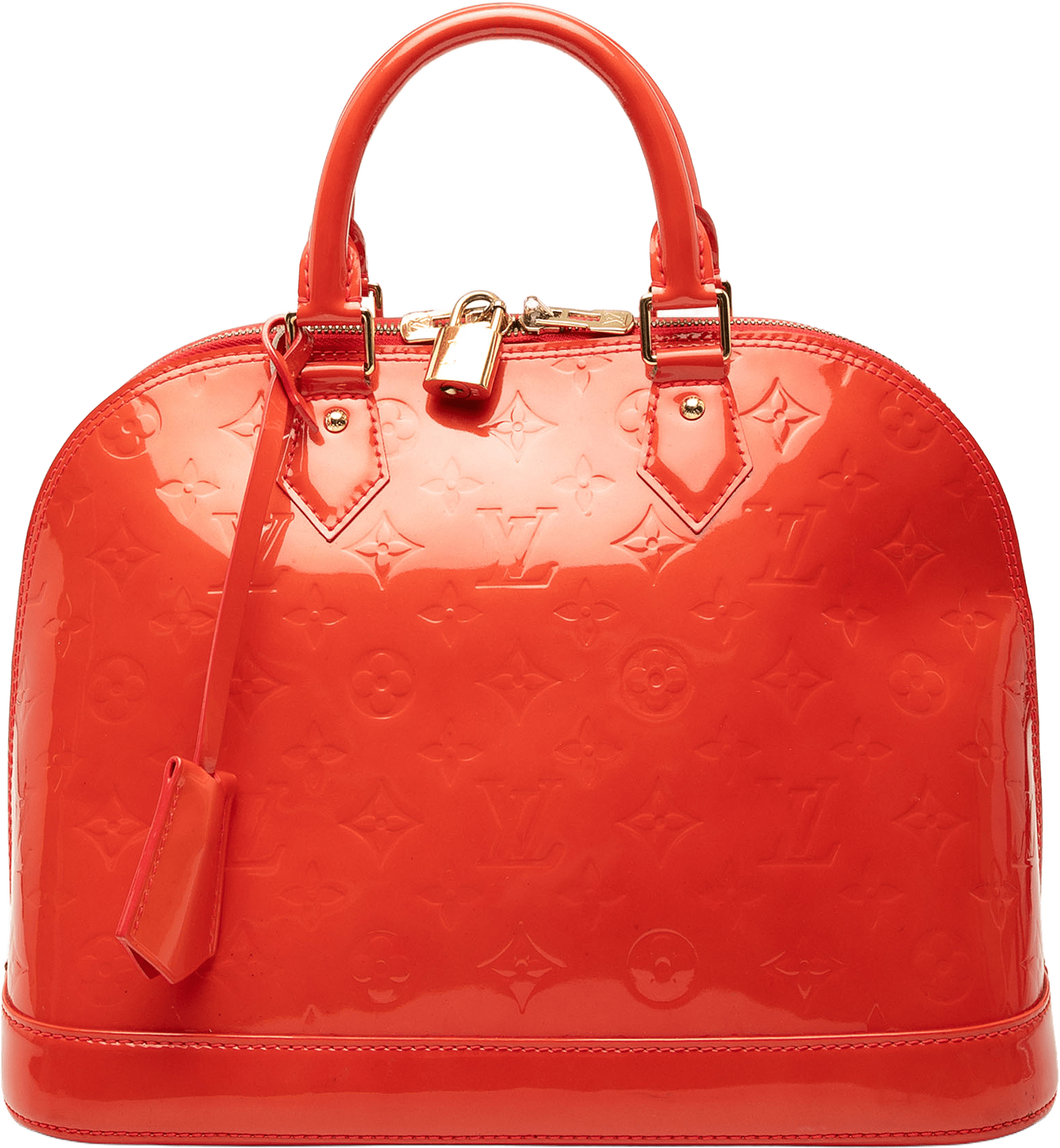 Louis Vuitton Monogram Vernis Alma Pm, från Luxclusif, i färgen orange.
