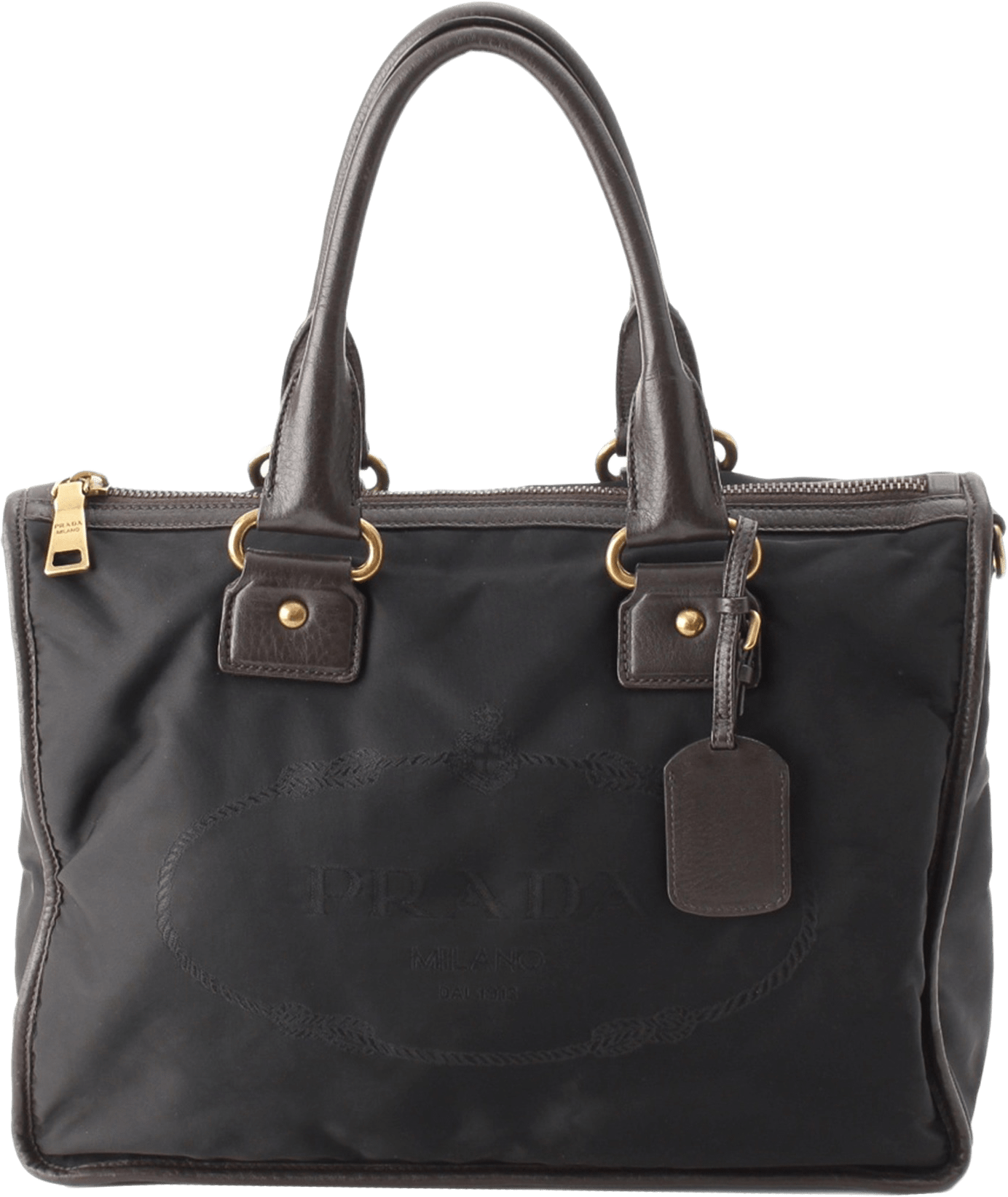 Prada Tessuto Canapa Logo Satchel, från Luxclusif, i färgen svart.