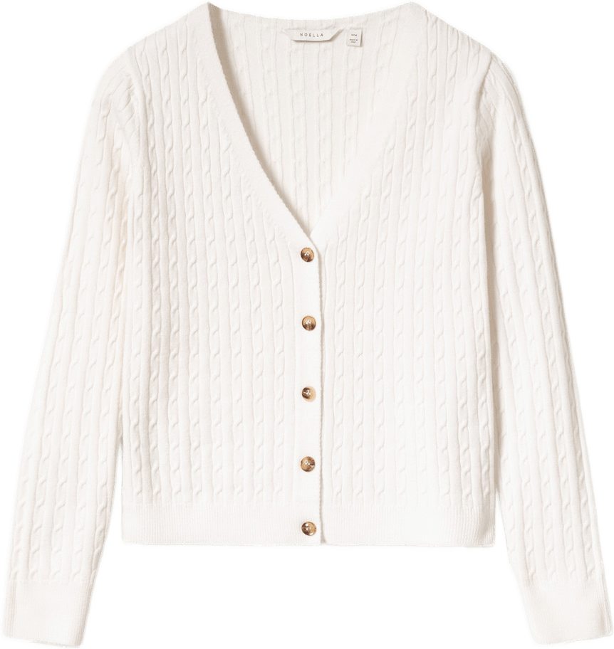 N-laliah Knit Cardigan - Ivory, från Noella, i färgen ivory.