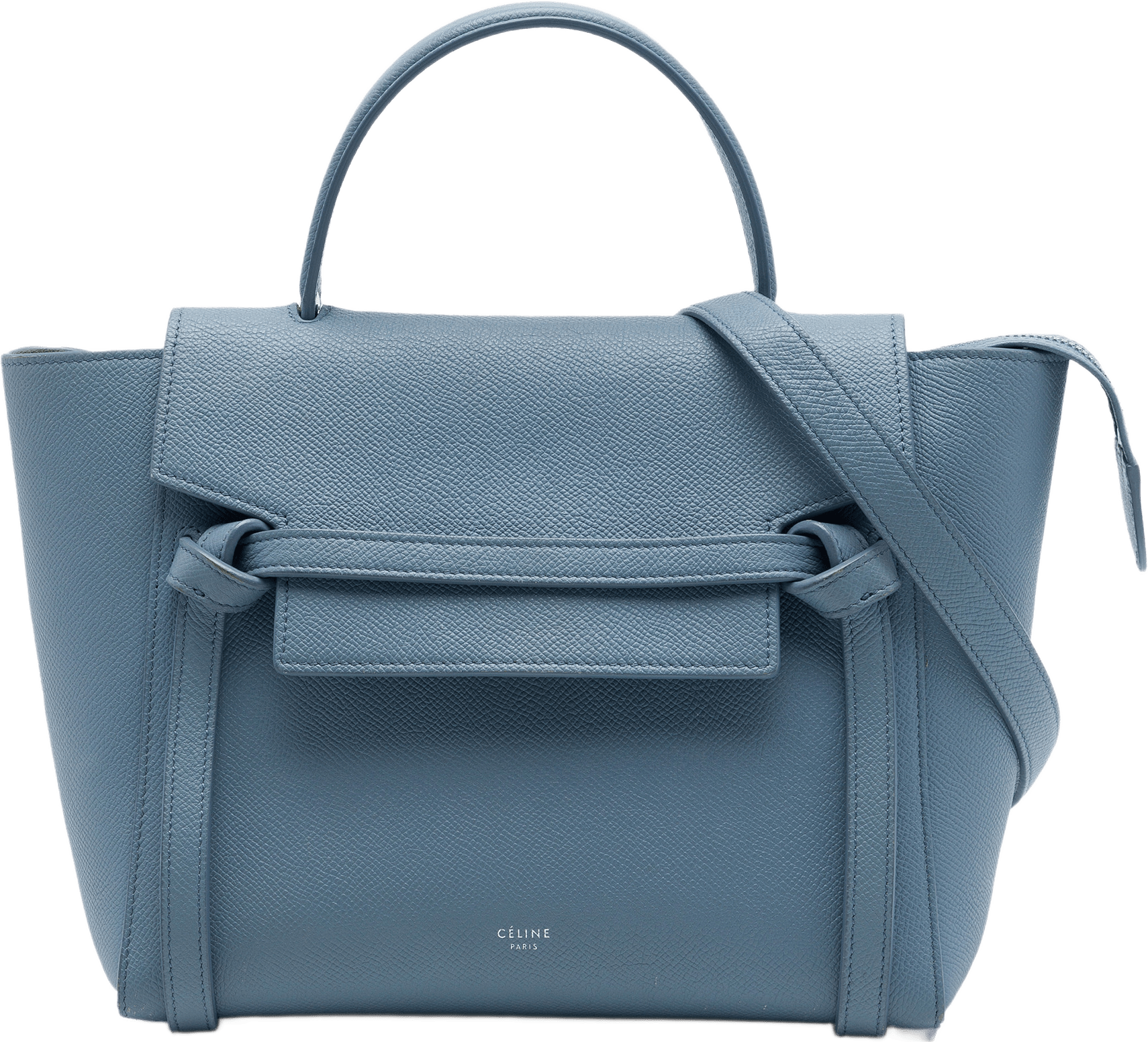 Celine Micro Grained Calfskin Belt Bag, från Luxclusif, i färgen blå.