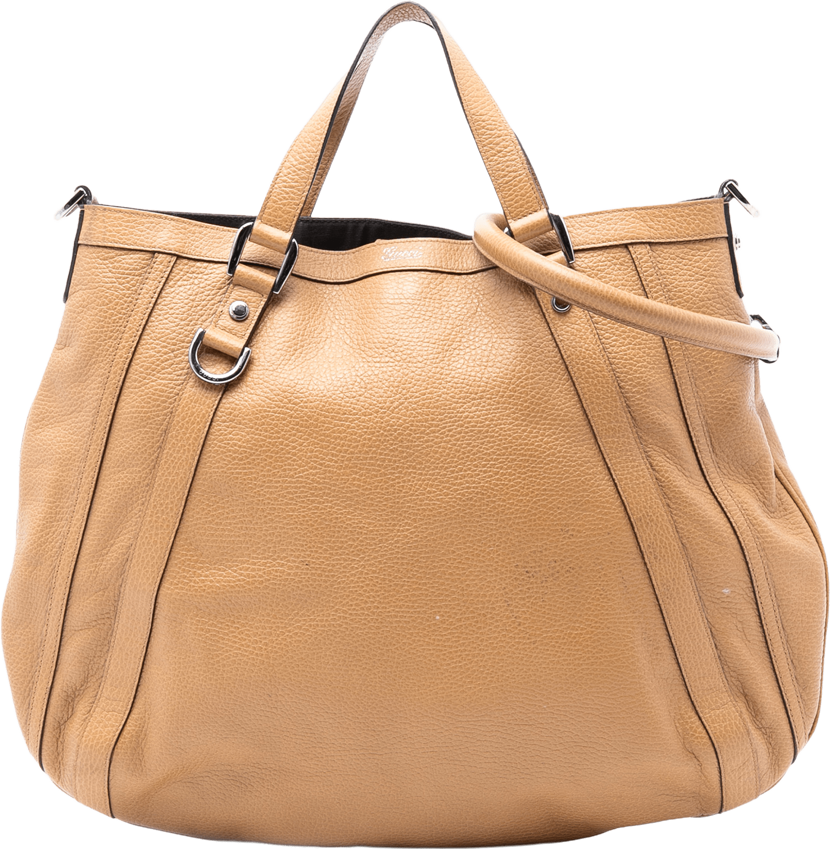 Gucci Leather Abbey D Ring Satchel, från Luxclusif, i färgen light brown.