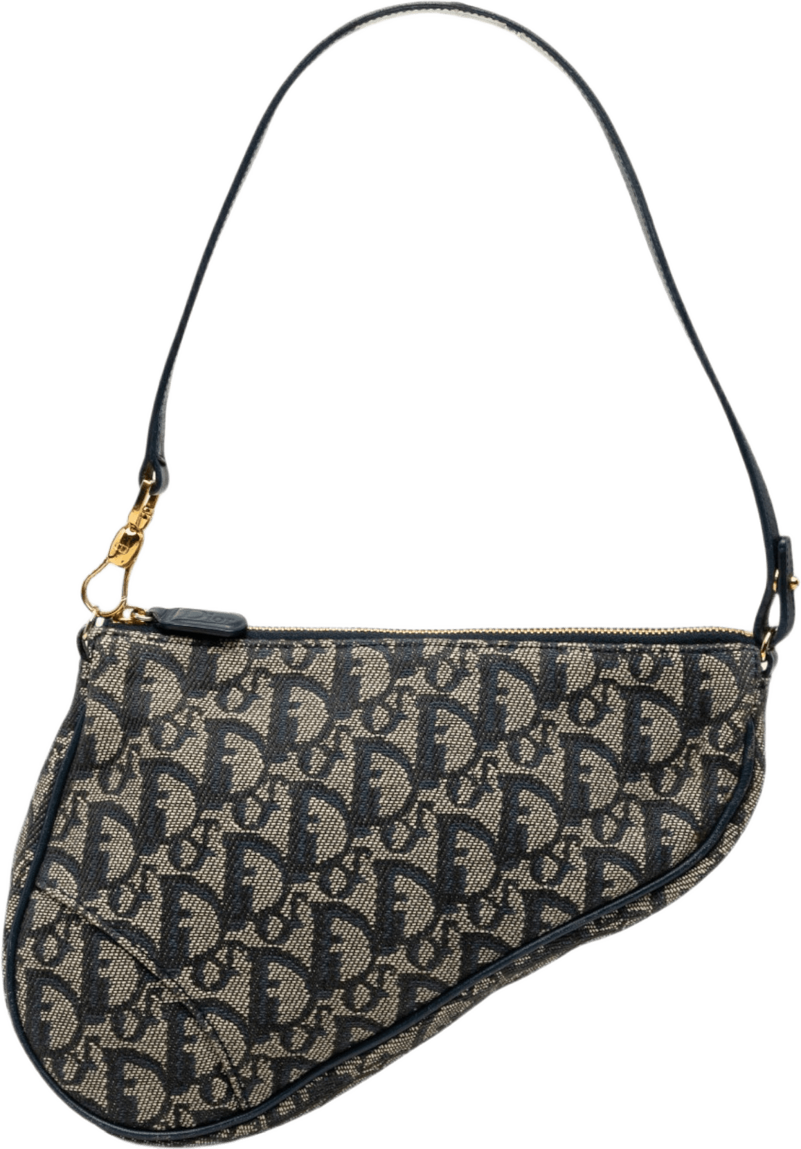 Dior Mini Diorissimo Canvas Saddle Pochette, från Luxclusif, i färgen blå.