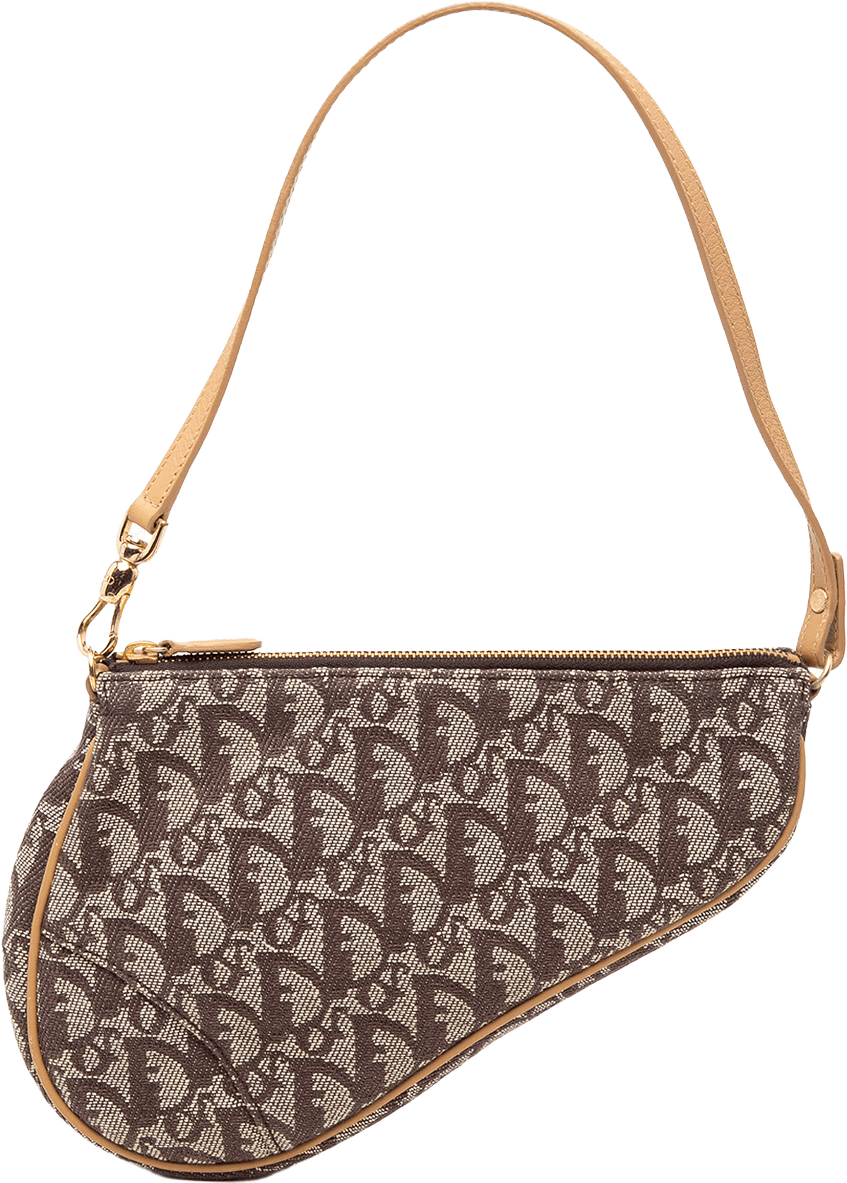 Dior Mini Diorissimo Canvas Saddle Pochette, från Luxclusif, i färgen brown.